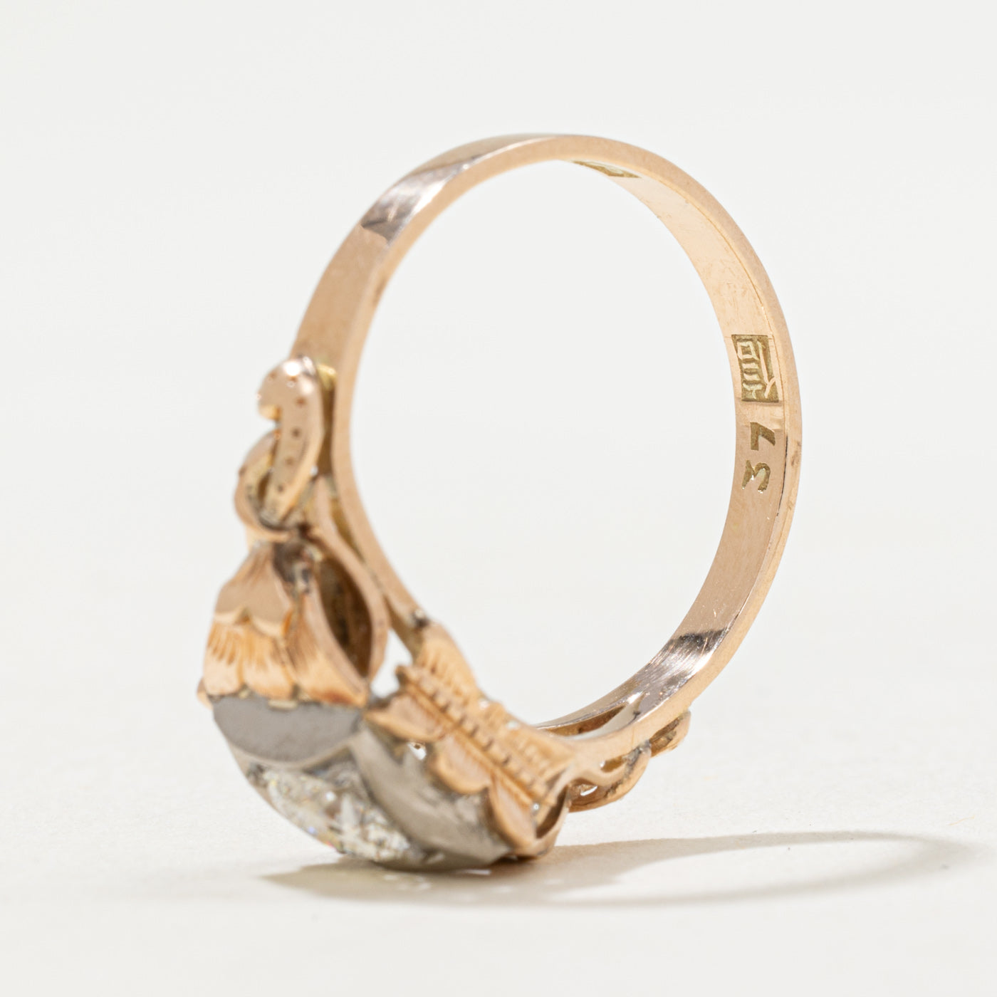Bague de fiançailles ancienne européenne en diamant | 0,37 ct | Taille 6,25