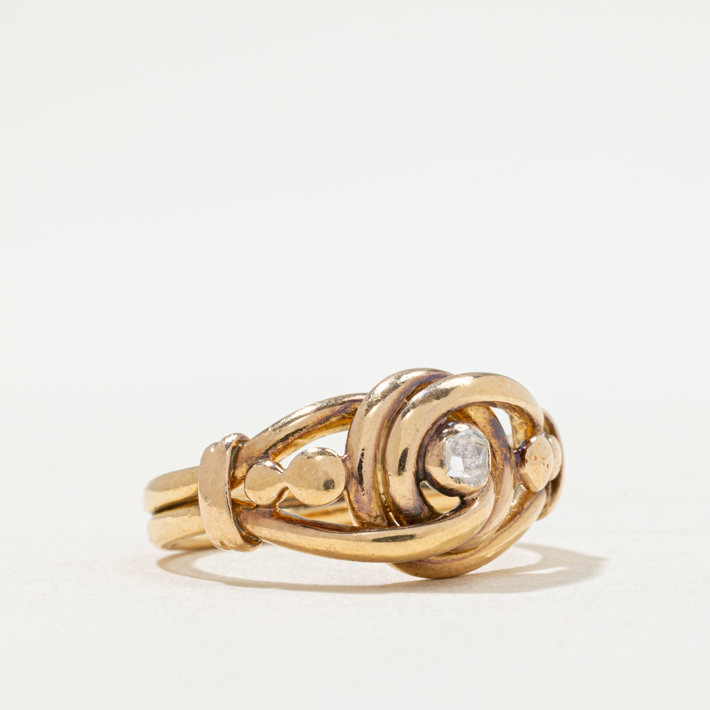 Antique Single Stone Diamond Knotted Ring | 0.06ct | SZ 6.5