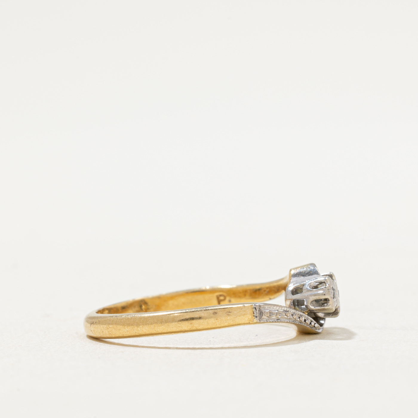 Three Stone Diamond Cross Over Ring | 0.02ctw | SZ 7.25