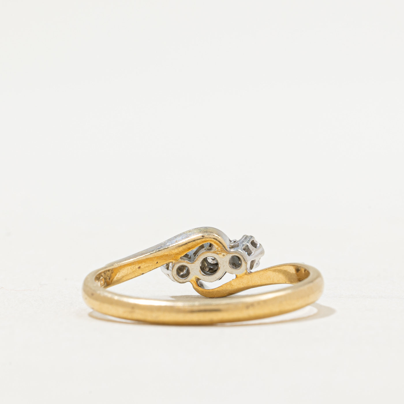 Three Stone Diamond Cross Over Ring | 0.02ctw | SZ 7.25