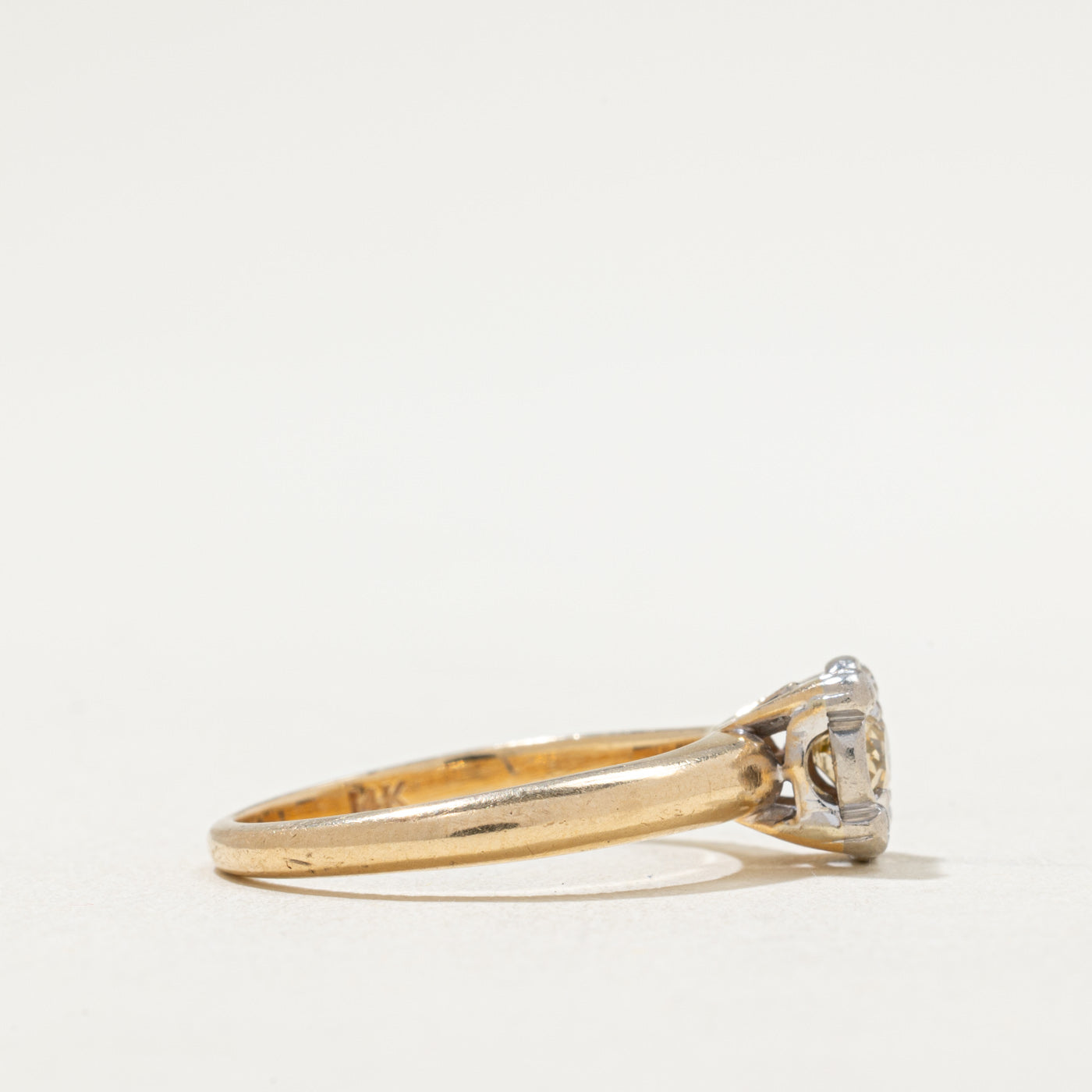 Fancy Yellow Old Mine Cut Diamond Engagement Ring | 0.37ct | SZ 7.5