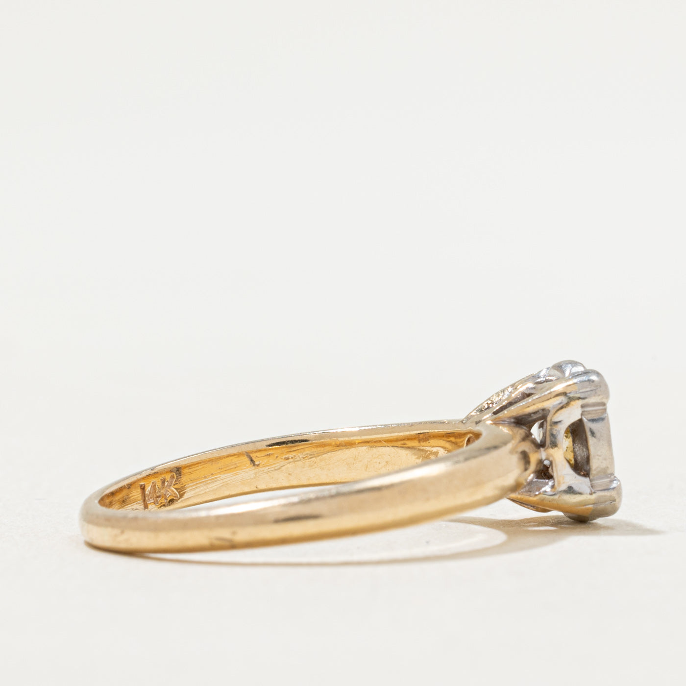 Fancy Yellow Old Mine Cut Diamond Engagement Ring | 0.37ct | SZ 7.5