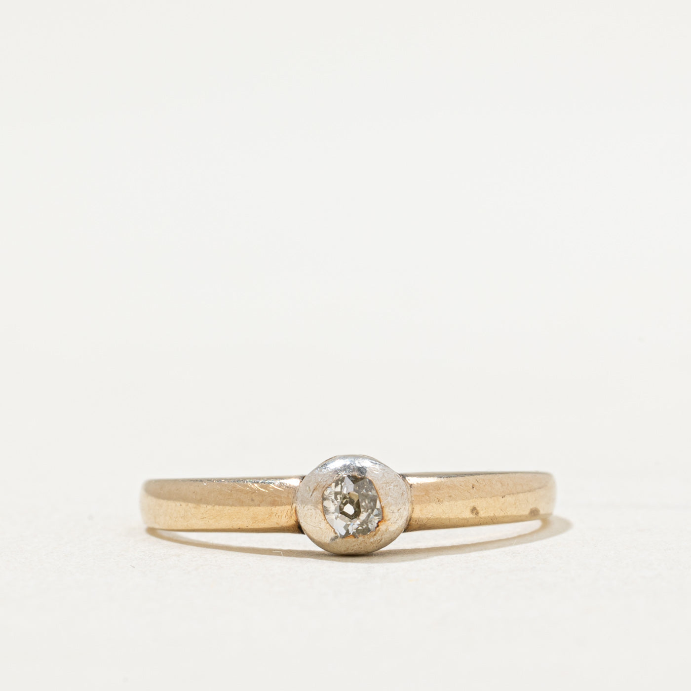 Antique 14k Gold and Silver Topped Diamond Ring | 0.07ct | SZ 6.5