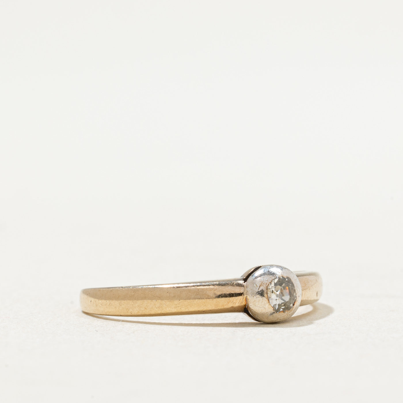 Antique 14k Gold and Silver Topped Diamond Ring | 0.07ct | SZ 6.5