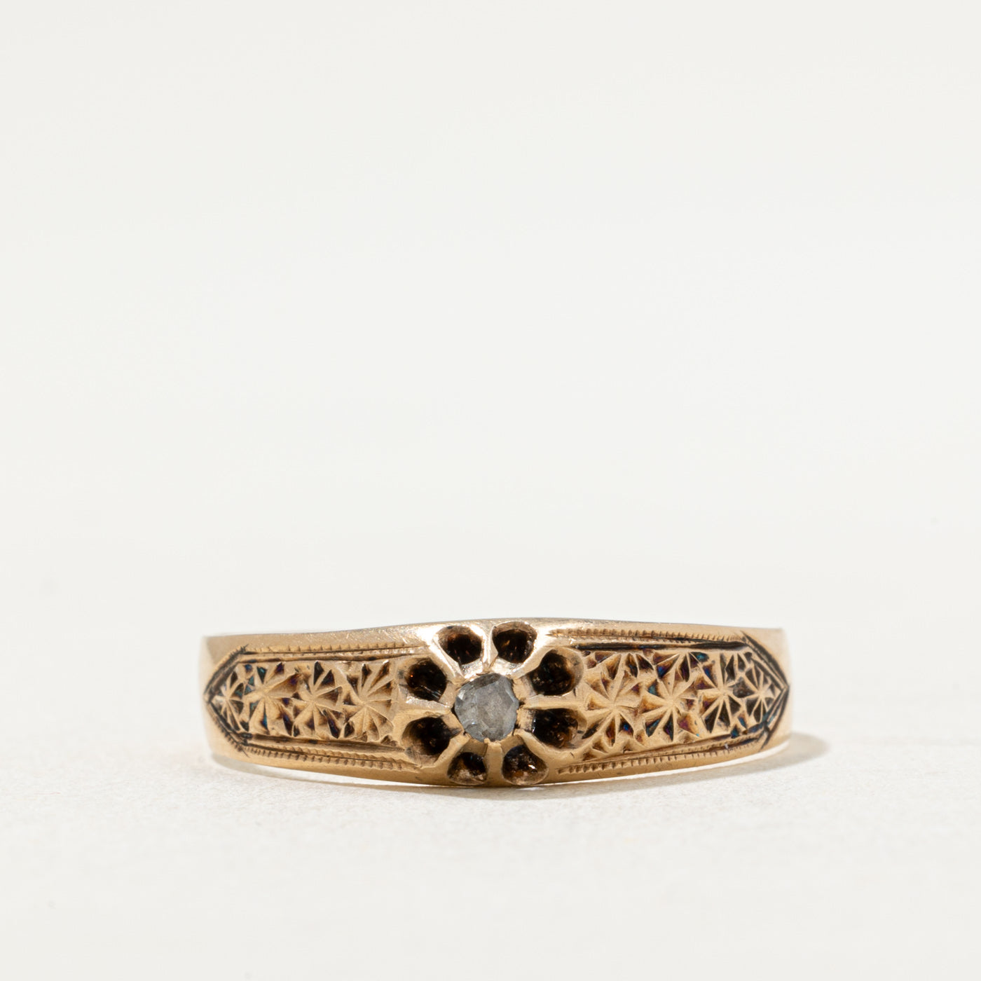 Antique Vienna Diamond Engraved Ring | 0.04ct | SZ 10.25