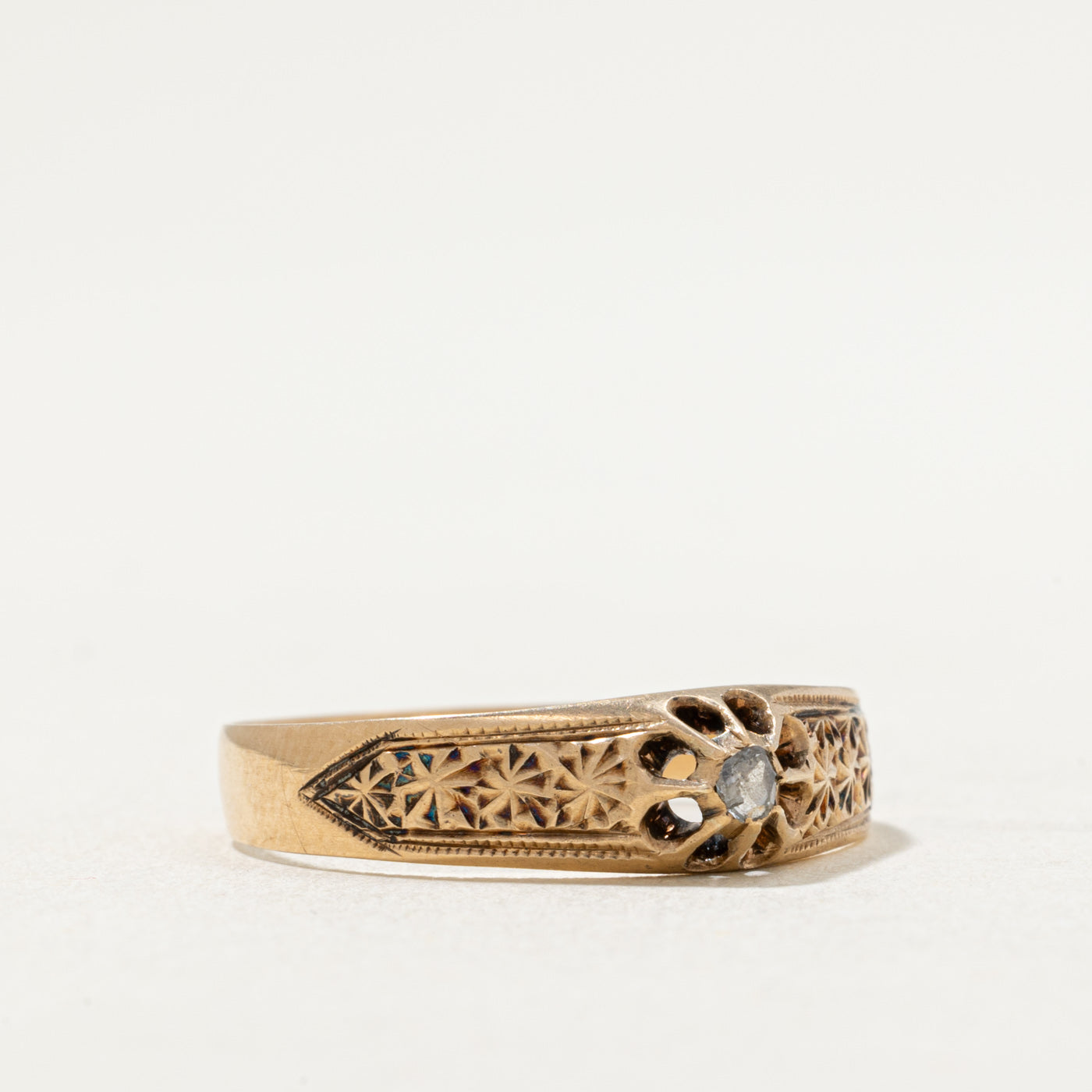 Antique Vienna Diamond Engraved Ring | 0.04ct | SZ 10.25