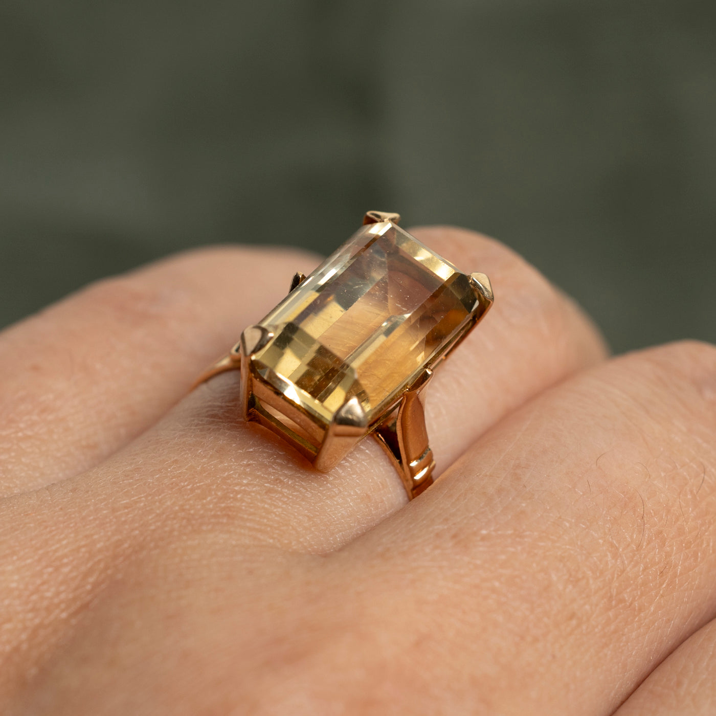 Emerald Cut Citrine Cocktail Ring | 10.42ct | SZ 7.5