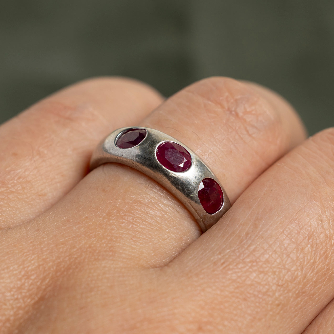 Three Stone Flush Set Ruby Band | 1.63ctw | SZ 6.5