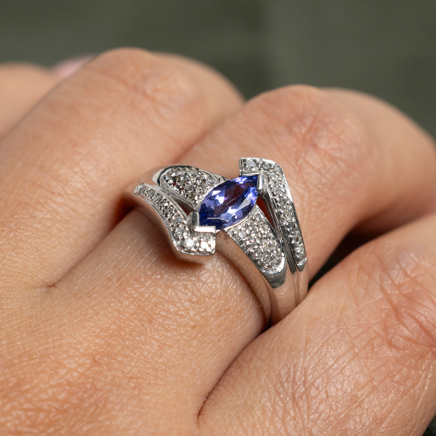 Tanzanite & Diamond Bypass Ring | 0.64ct, 0.29ctw | SZ 9.25