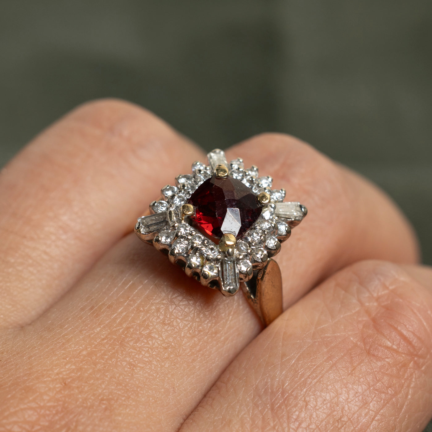 Garnet & Diamond Cocktail Ring | 2.06ct, 0.82ctw | SZ 11
