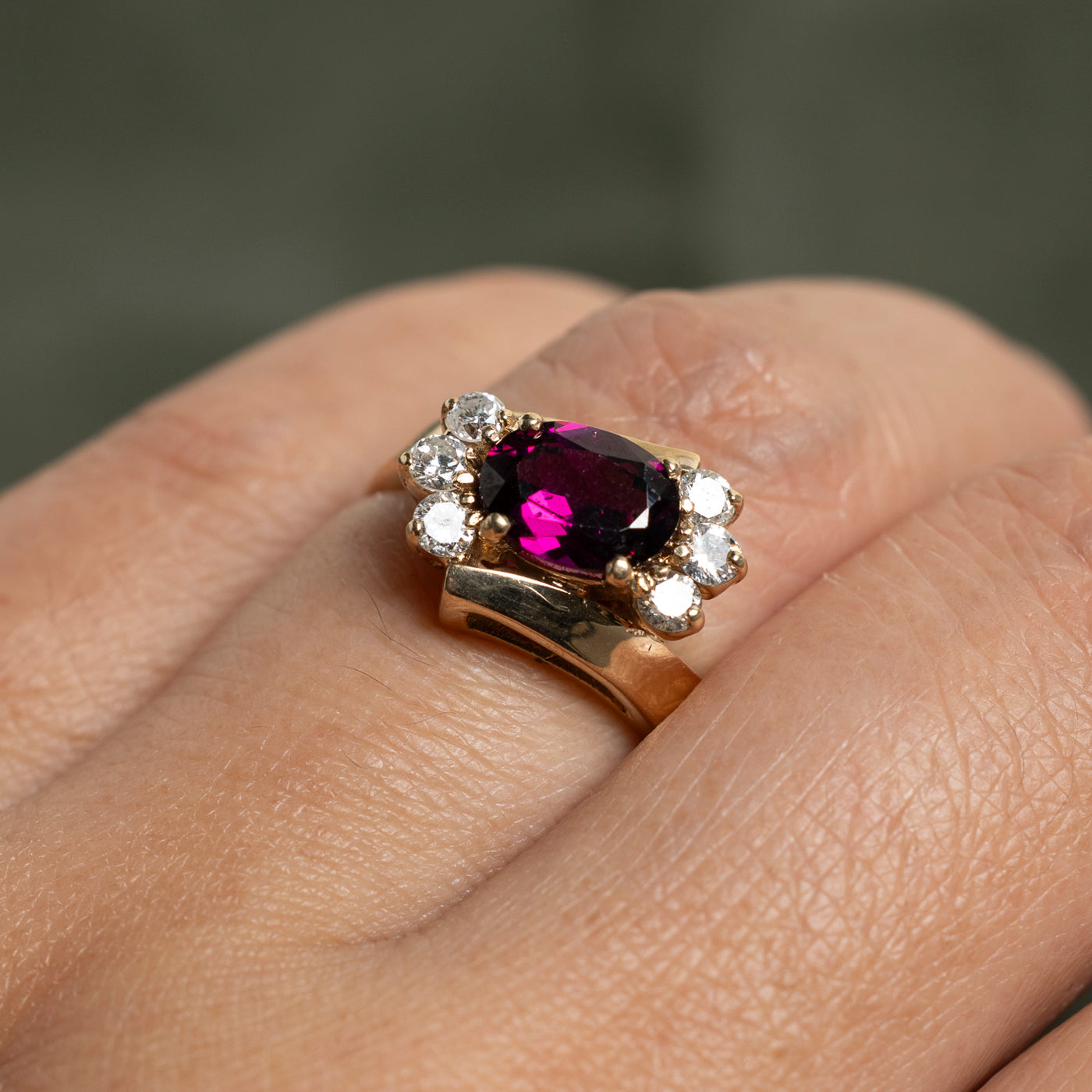Garnet & Diamond Bypass Ring | 1.13ct, 0.39ctw | SZ 6.25