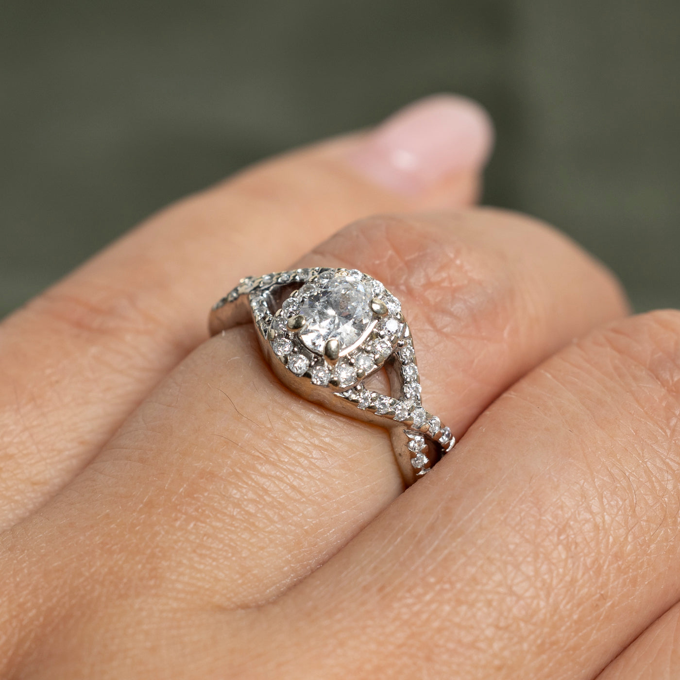 Oval Cut Diamond Cross Over Engagement Ring | 0.73ctw | SZ 5.75