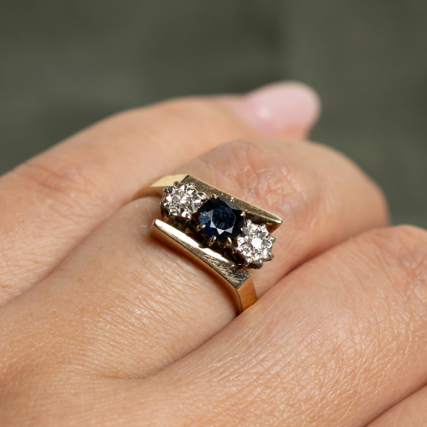 Sapphire & Diamond Bypass Ring | 0.53ct, 0.06ctw | SZ 6.5