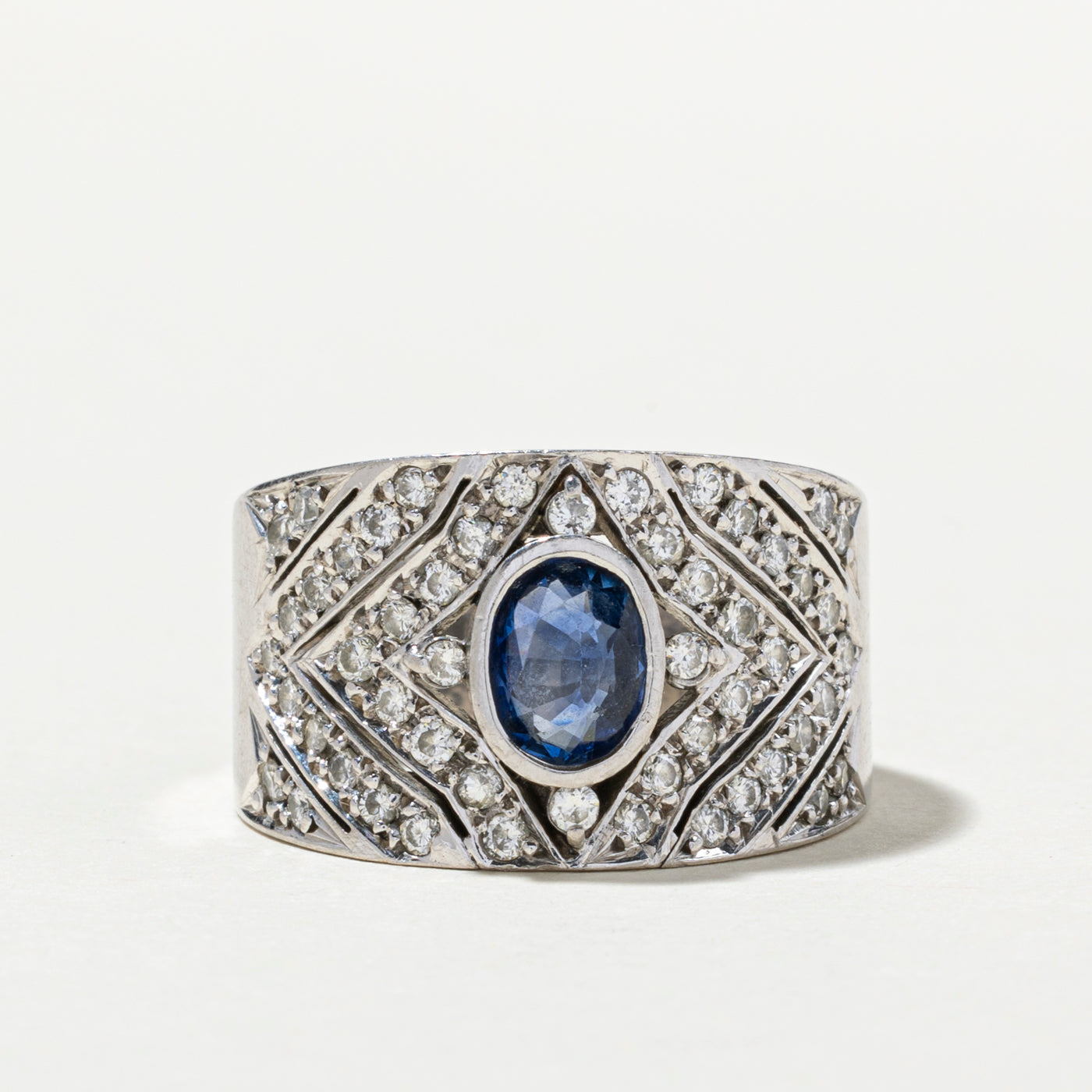 Sapphire & Diamond Cocktail Ring | 0.95ct, 0.84ctw | SZ 9.5