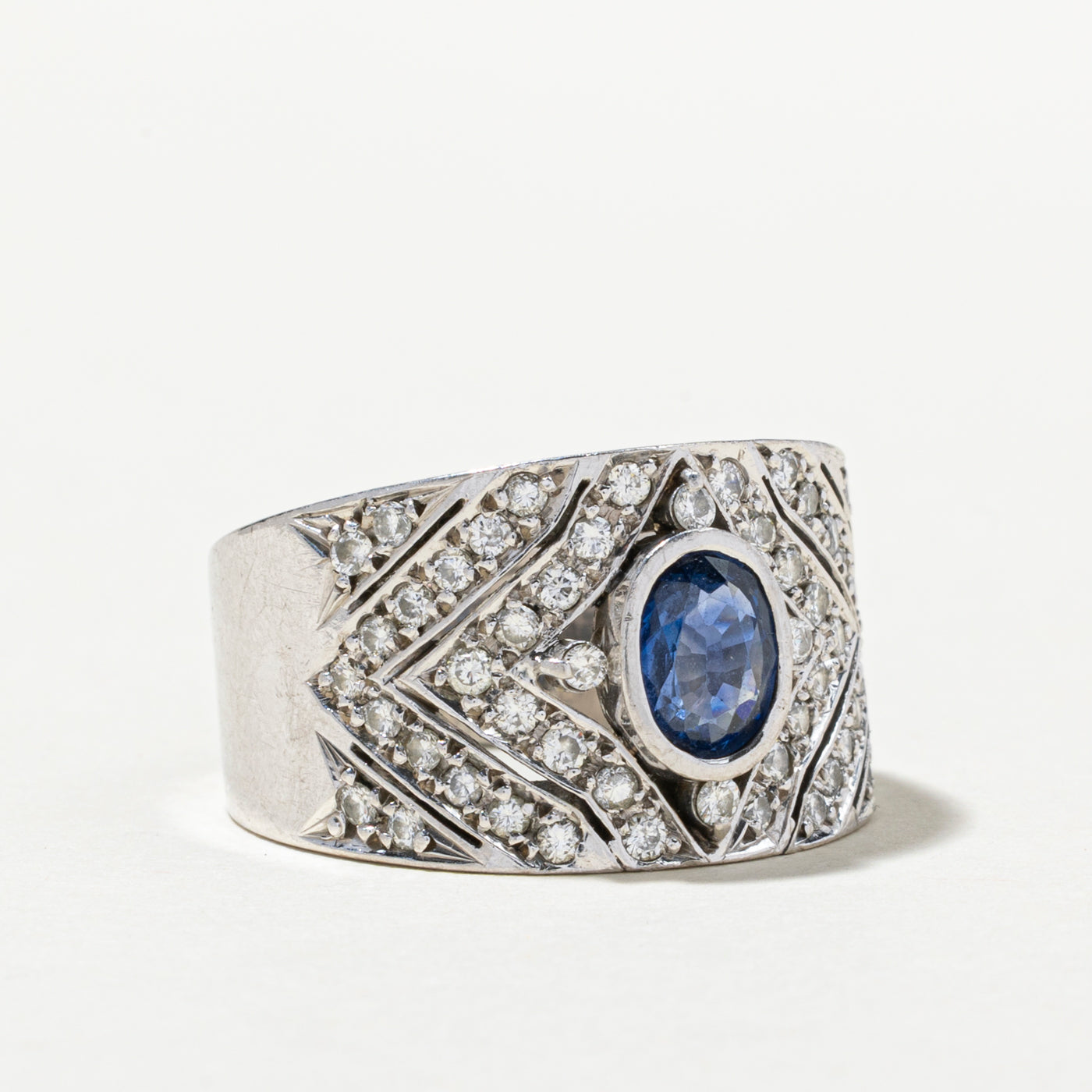 Sapphire & Diamond Cocktail Ring | 0.95ct, 0.84ctw | SZ 9.5