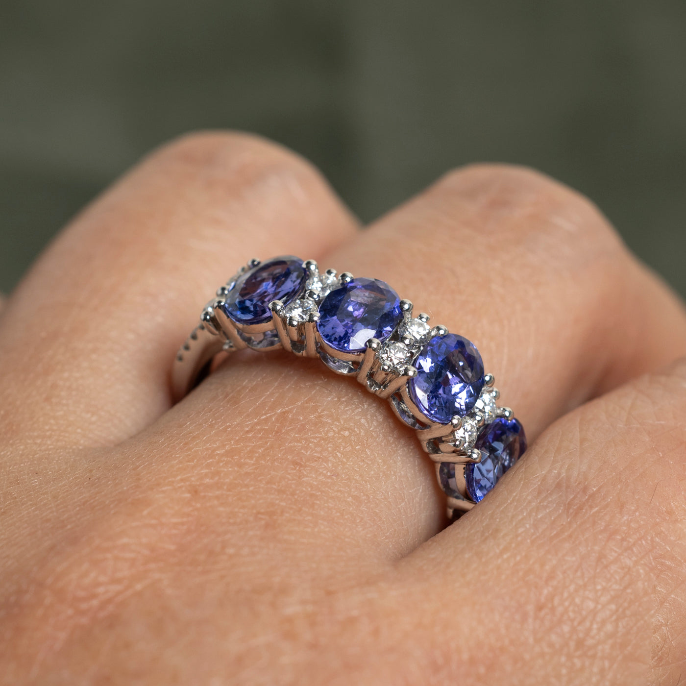 Four Stone Tanzanite & Diamond Ring | 3.51ctw, 0.61ctw | SZ 10.25