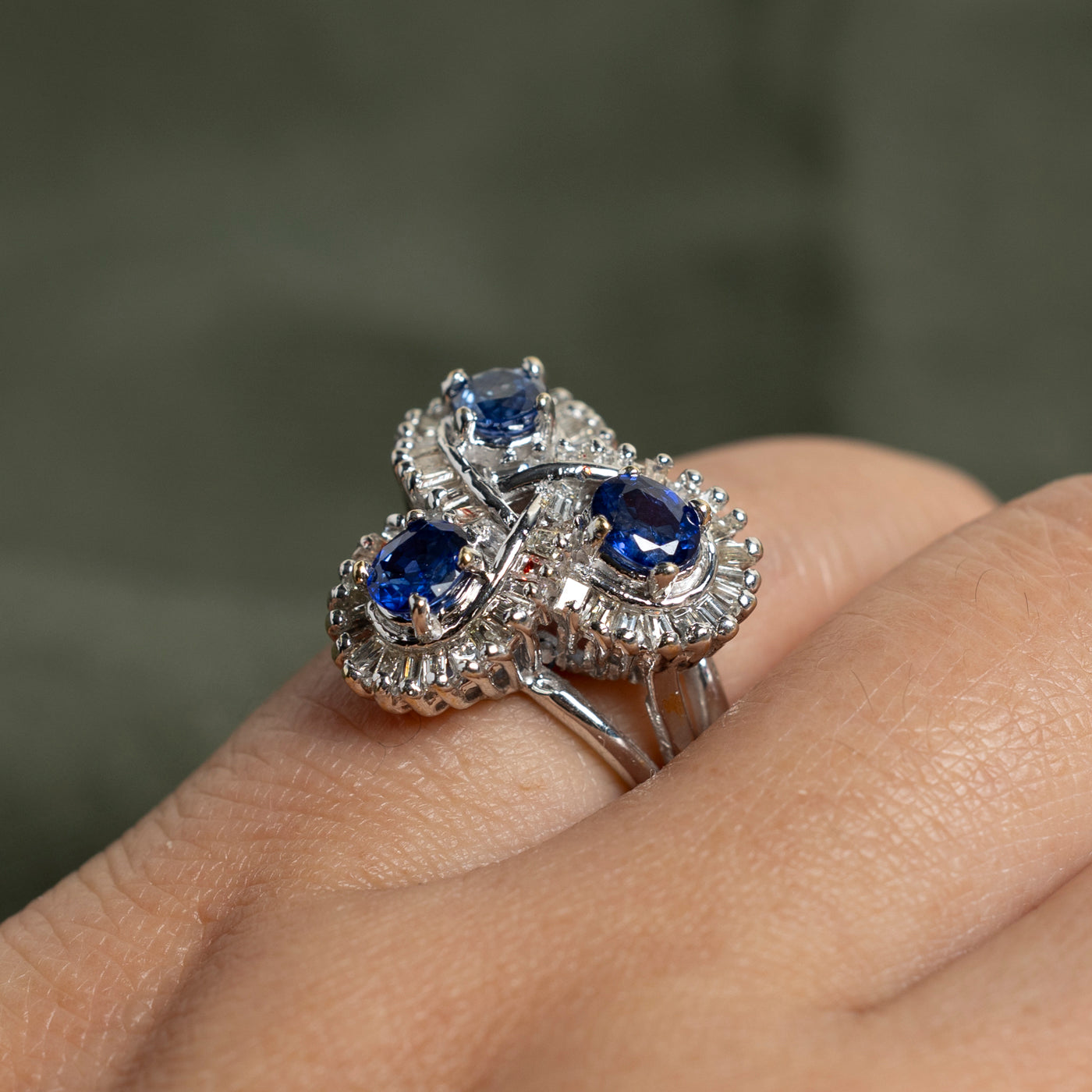 Sapphire & Diamond Cocktail Ring | 1.23ct, 0.67ctw | SZ 4.5