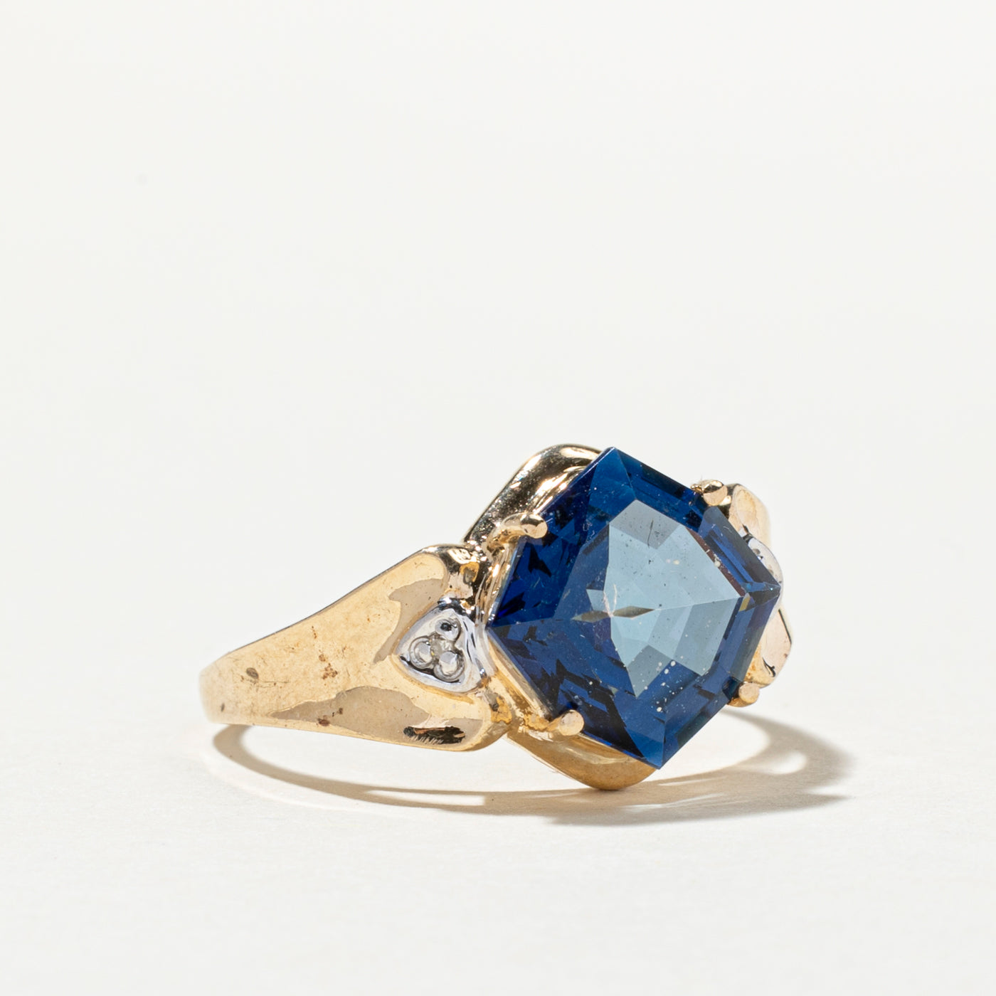 Octagon Cut Blue Topaz & Diamond Ring | 3.89ct, 0.01ctw | SZ 9.25