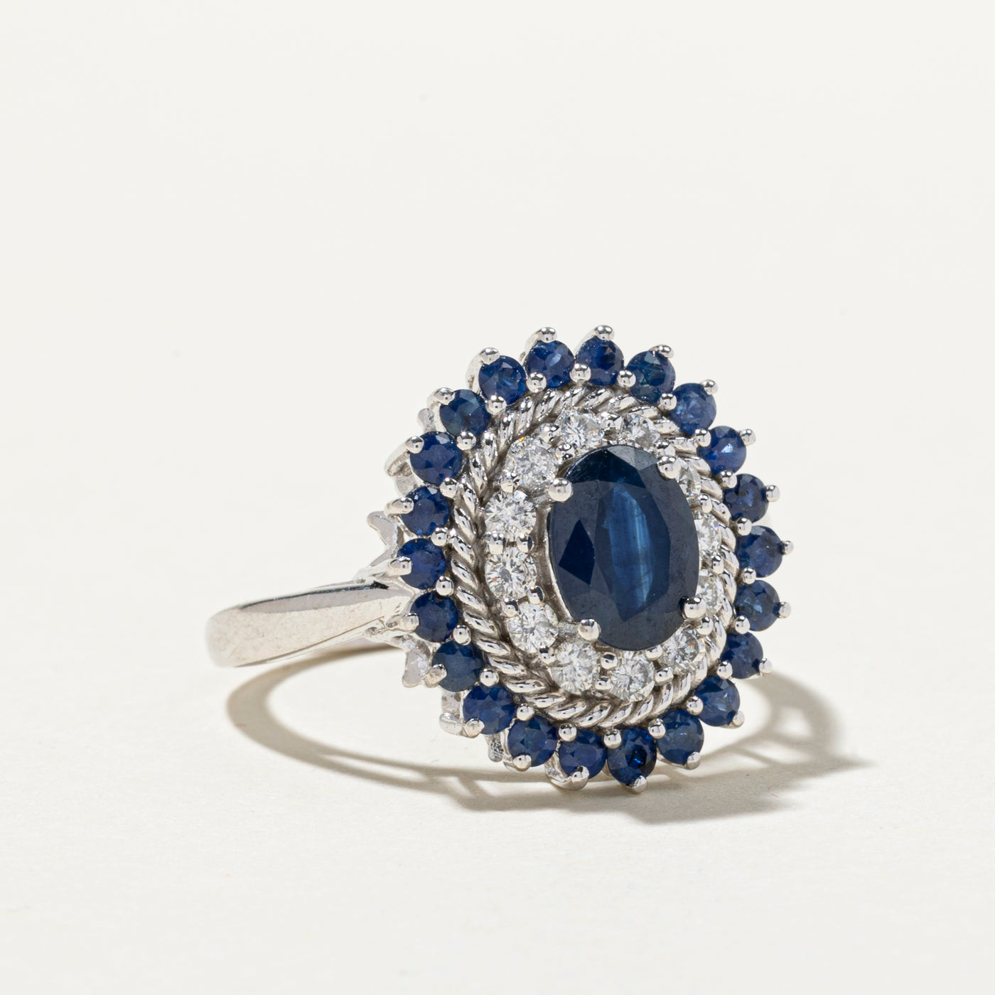 Sapphire & Diamond Petal Cocktail Ring | 2.57ctw, 0.045ctw | SZ 9.75