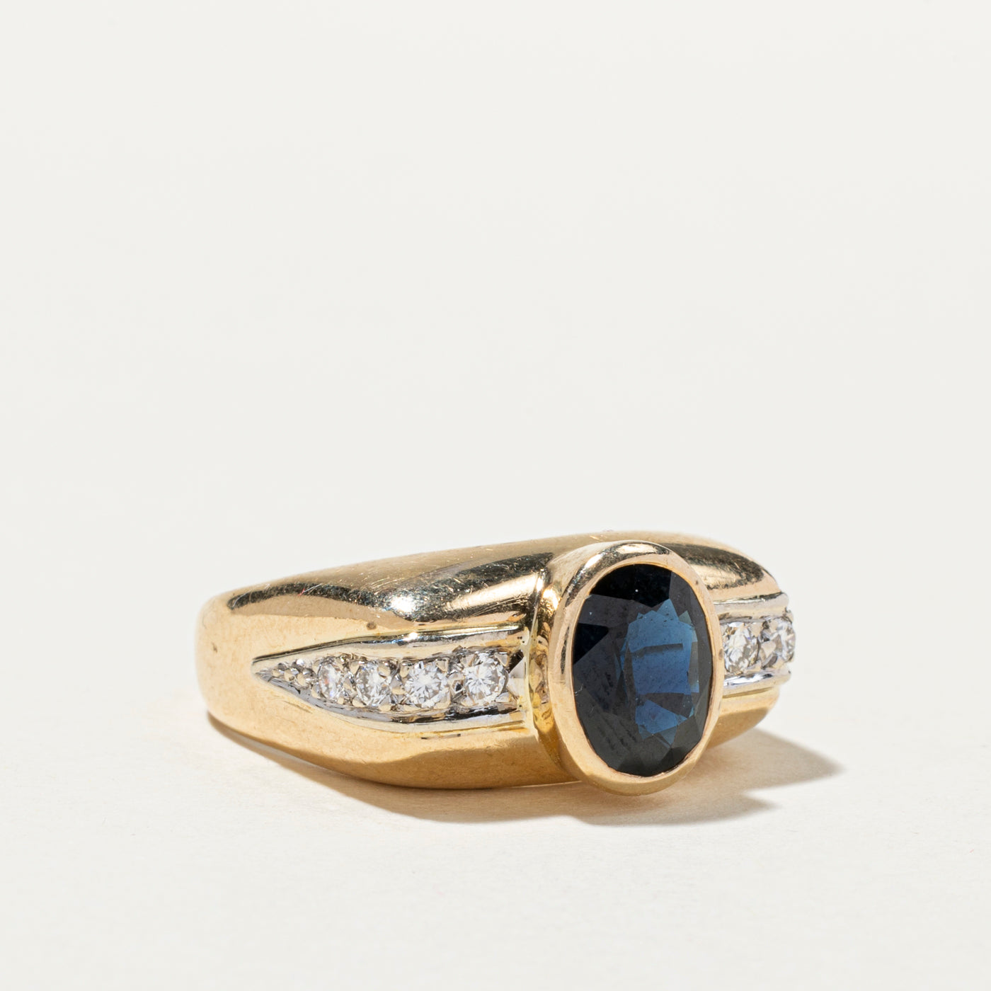 Bezel Set Sapphire & Diamond Cocktail Ring | 1.88ct, 0.28ctw | SZ 8