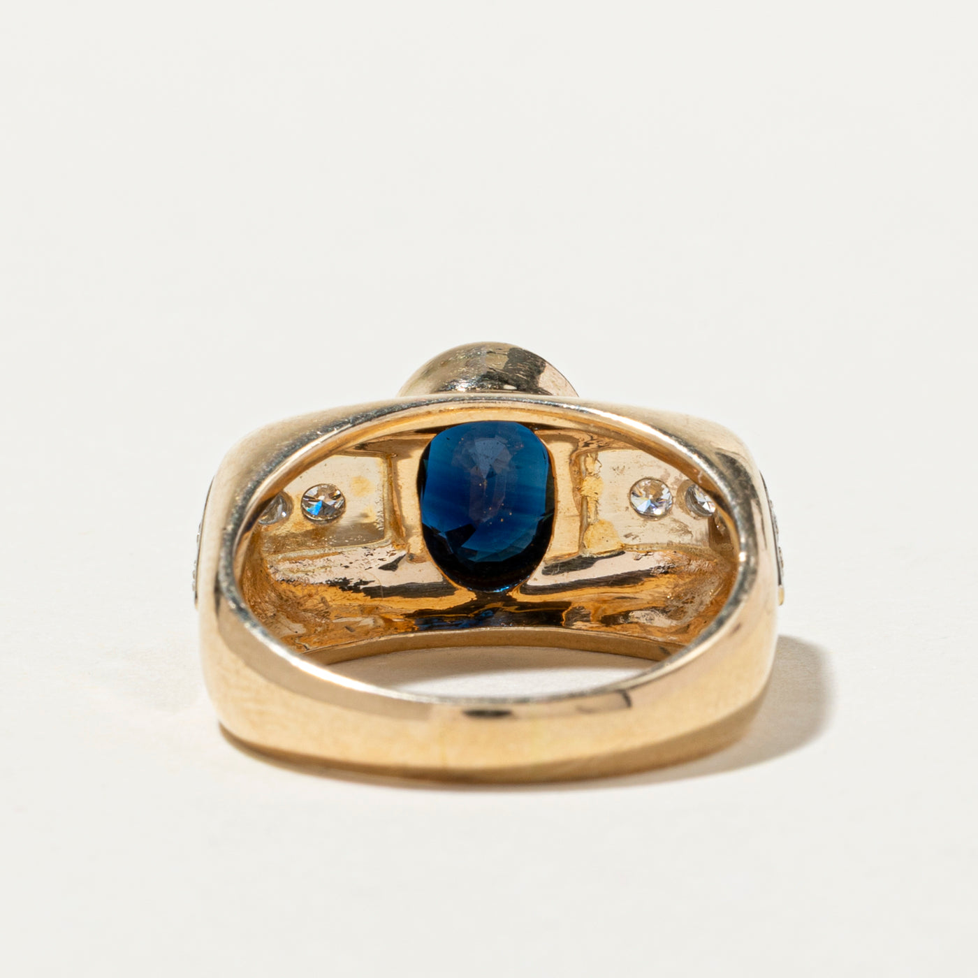 Bezel Set Sapphire & Diamond Cocktail Ring | 1.88ct, 0.28ctw | SZ 8