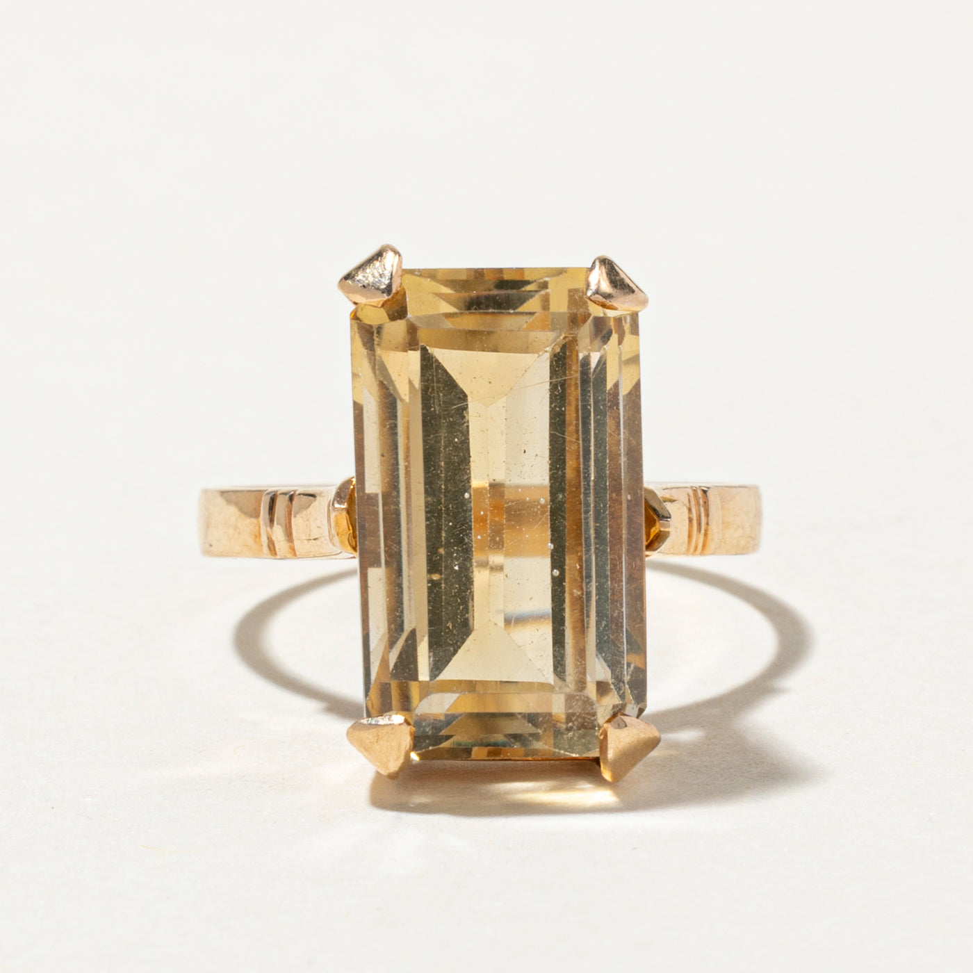 Emerald Cut Citrine Cocktail Ring | 10.42ct | SZ 7.5