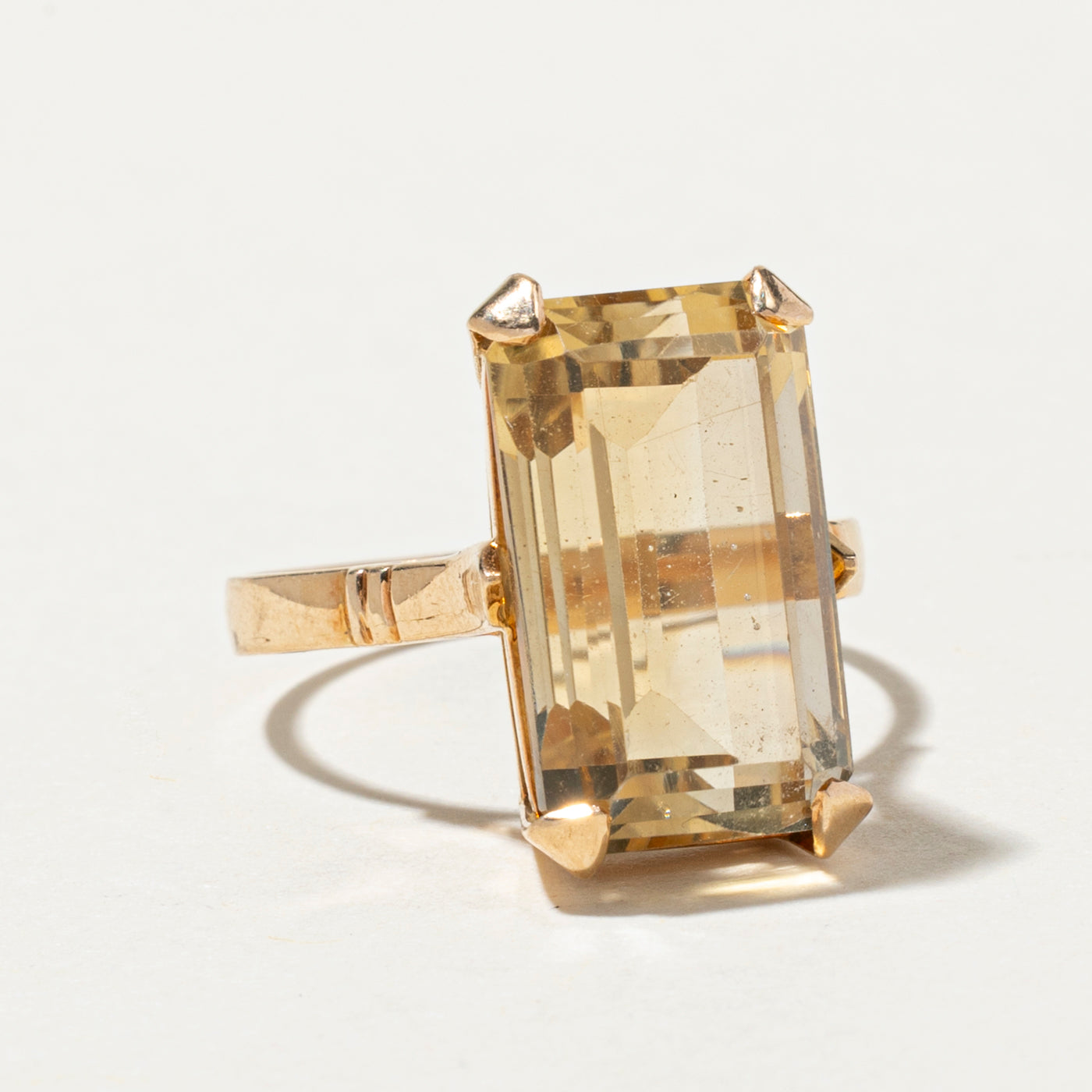 Emerald Cut Citrine Cocktail Ring | 10.42ct | SZ 7.5
