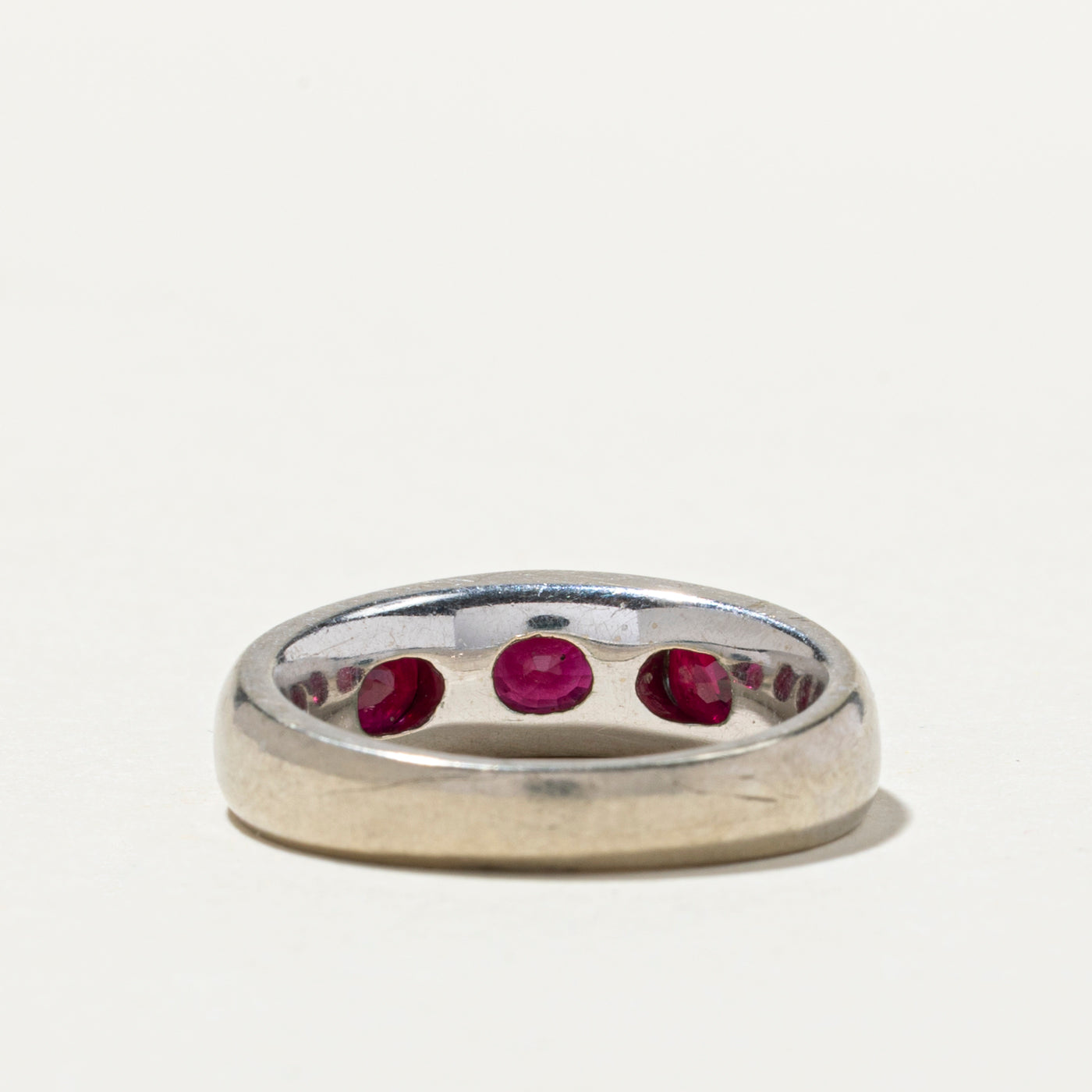 Three Stone Flush Set Ruby Band | 1.63ctw | SZ 6.5