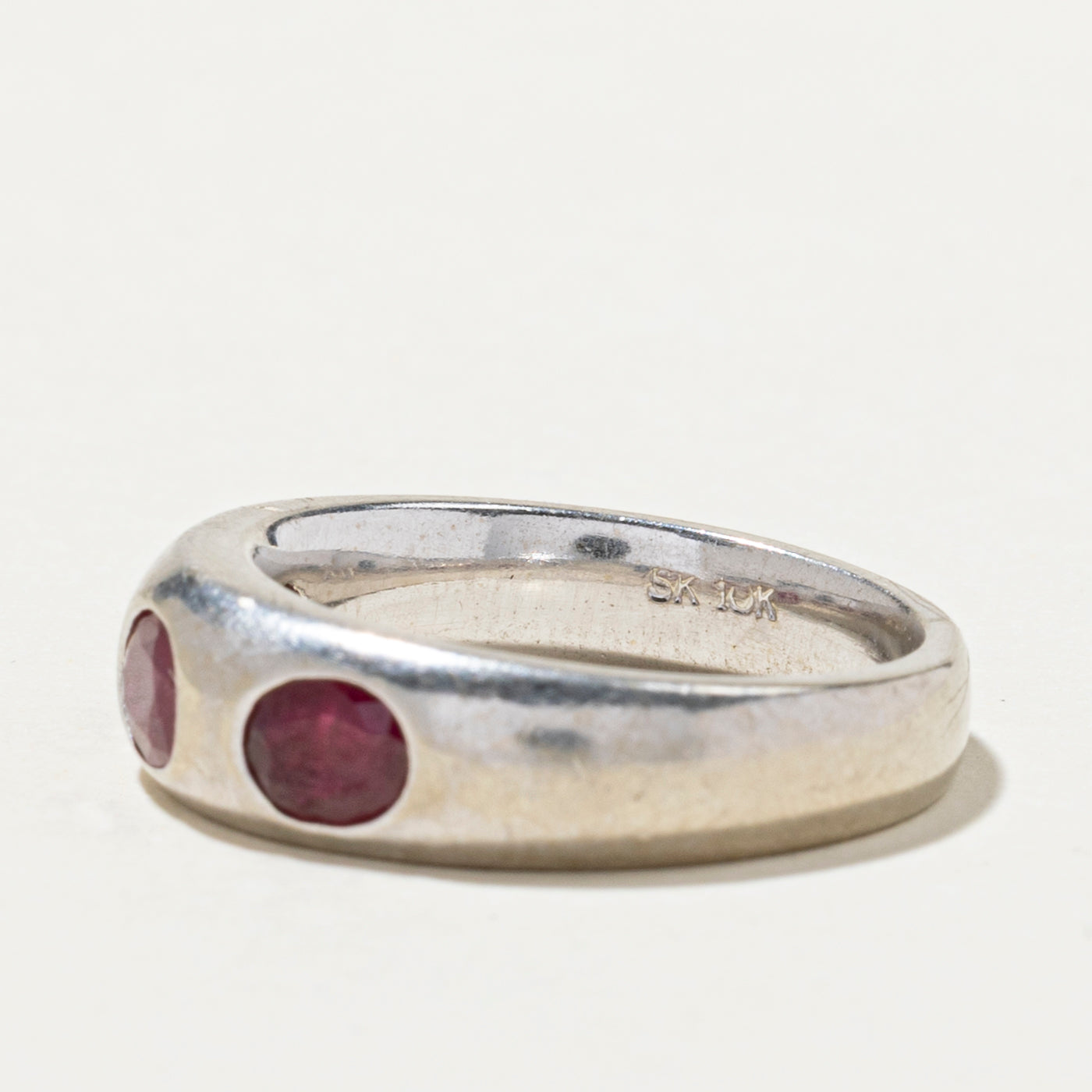 Three Stone Flush Set Ruby Band | 1.63ctw | SZ 6.5