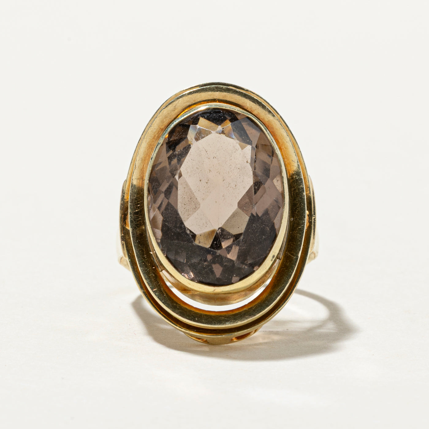 Oval Cut Smoky Quartz Cocktail Ring | 9.55ct | SZ 7.5