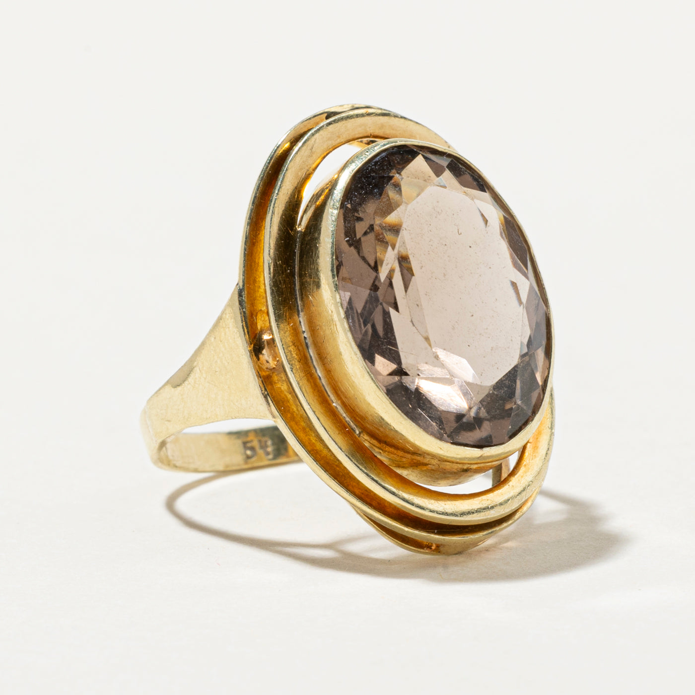 Oval Cut Smoky Quartz Cocktail Ring | 9.55ct | SZ 7.5