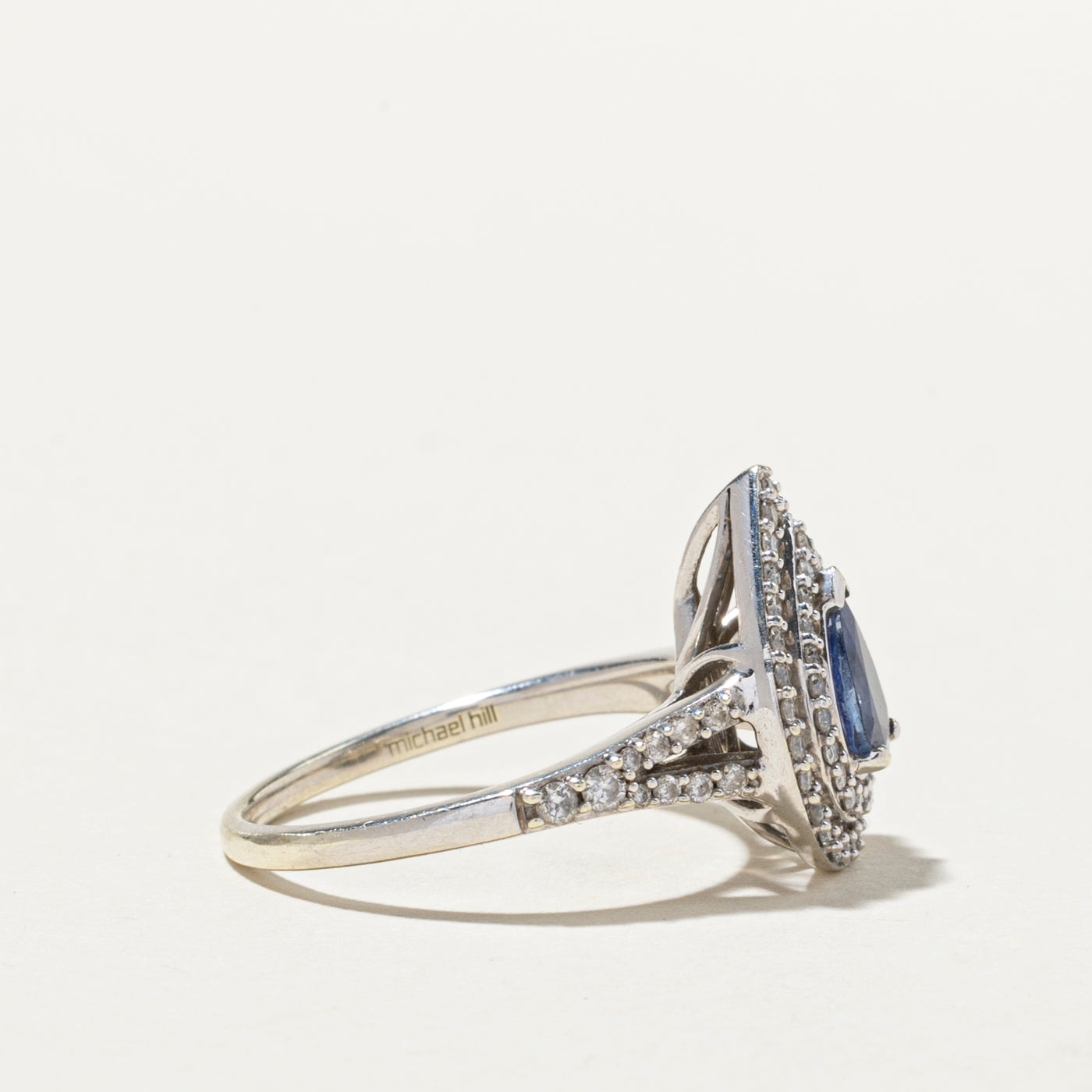 Pear Cut Tanzanite & Diamond Halo Ring | 0.68ct, 0.58ctw | SZ 7.5