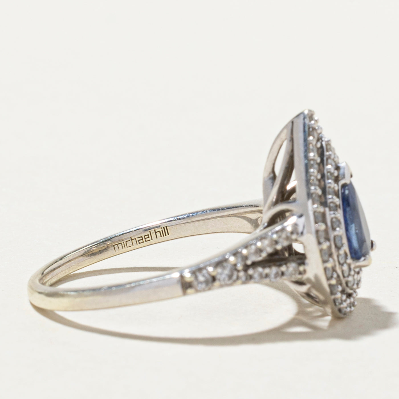 Pear Cut Tanzanite & Diamond Halo Ring | 0.68ct, 0.58ctw | SZ 7.5