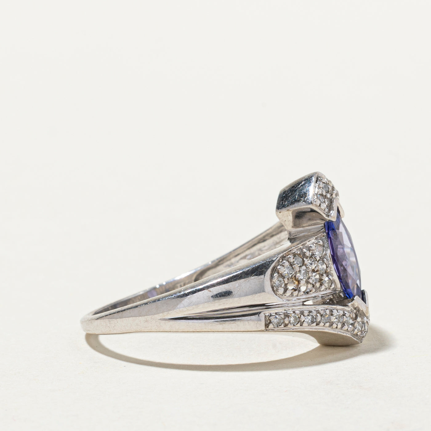 Tanzanite & Diamond Bypass Ring | 0.64ct, 0.29ctw | SZ 9.25