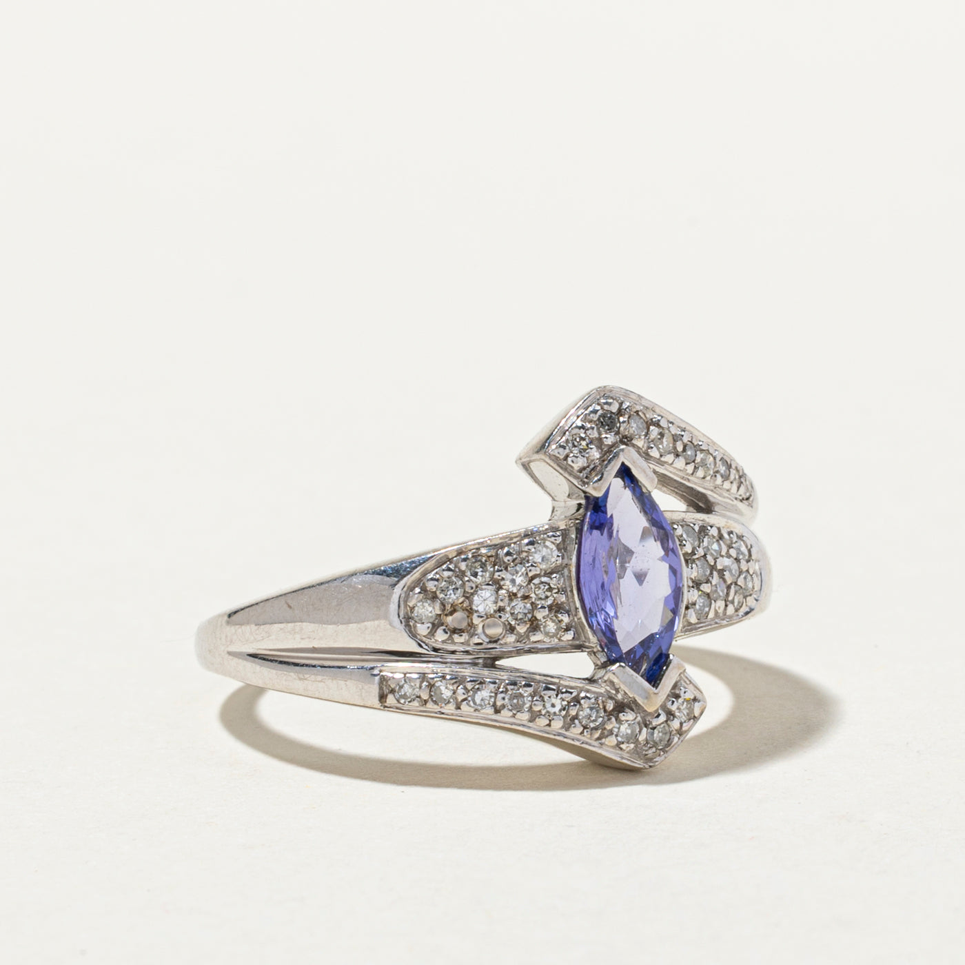 Tanzanite & Diamond Bypass Ring | 0.64ct, 0.29ctw | SZ 9.25