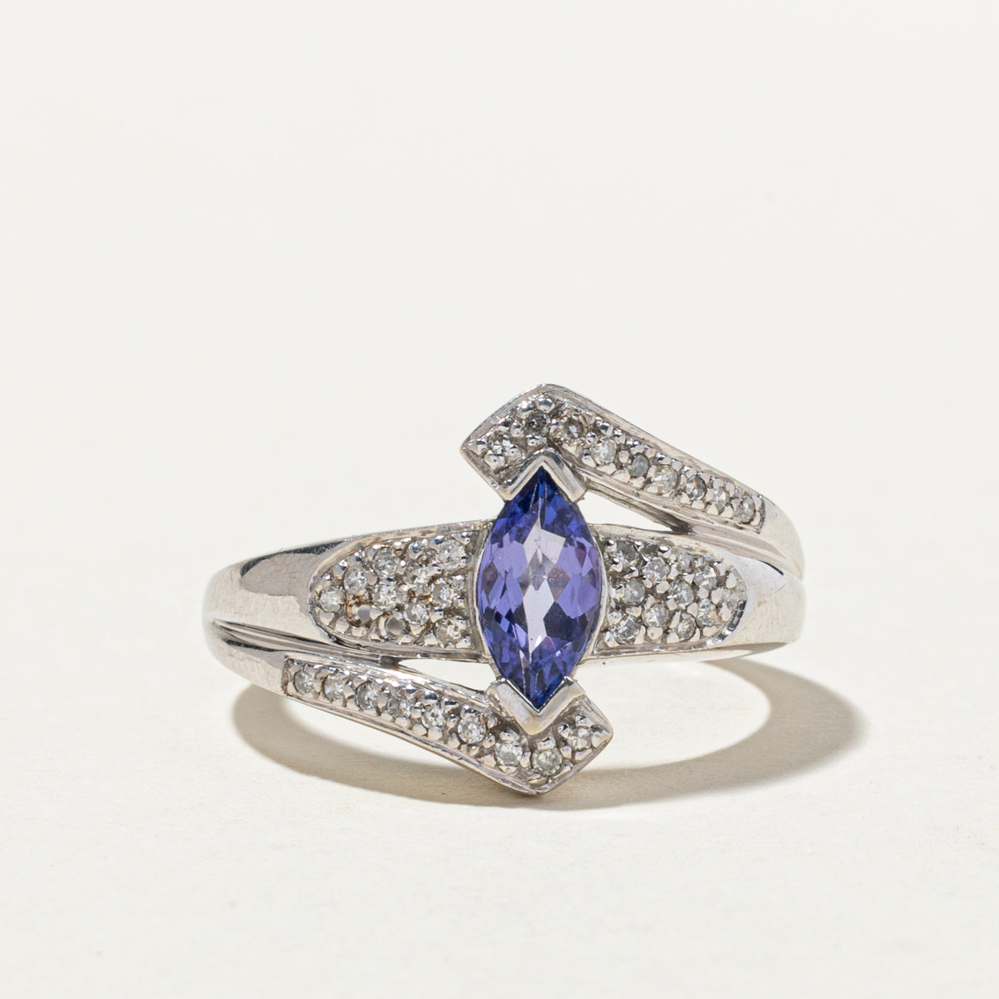 Tanzanite & Diamond Bypass Ring | 0.64ct, 0.29ctw | SZ 9.25