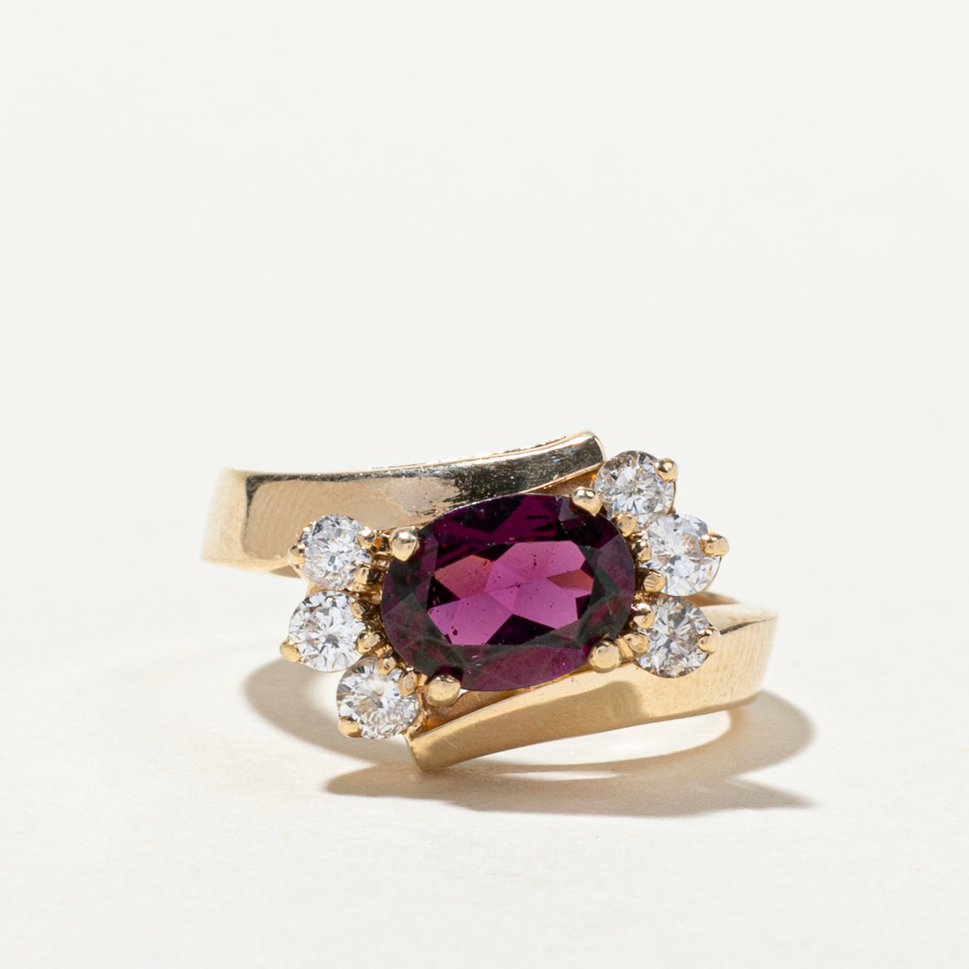Garnet & Diamond Bypass Ring | 1.13ct, 0.39ctw | SZ 6.25