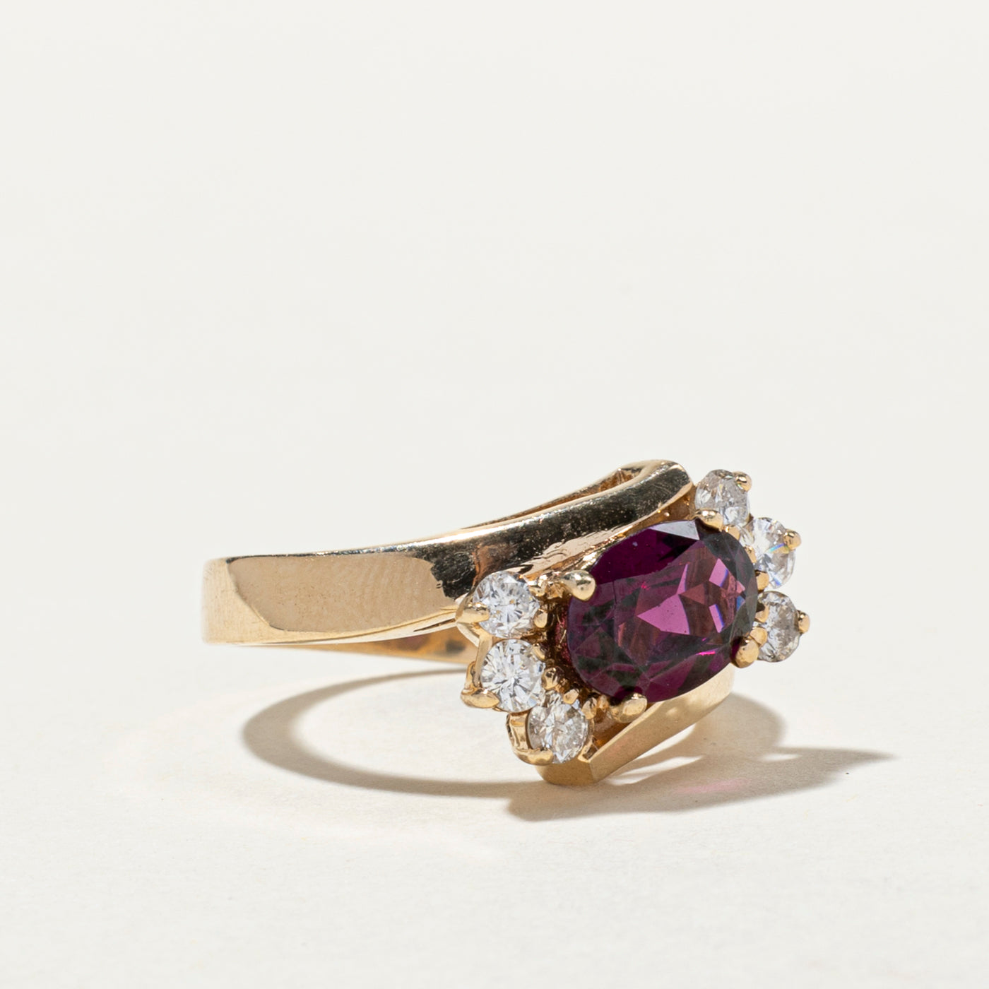 Garnet & Diamond Bypass Ring | 1.13ct, 0.39ctw | SZ 6.25