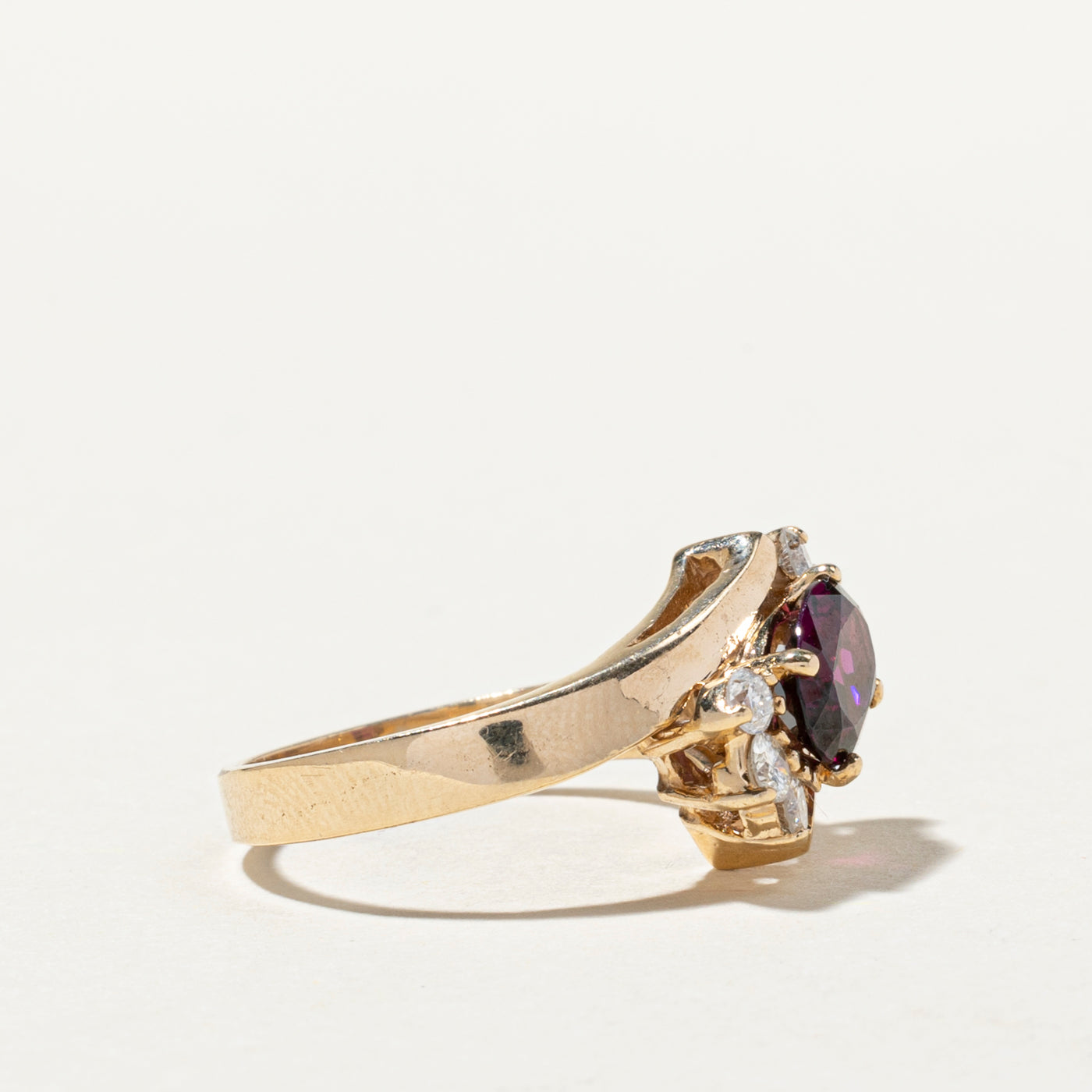 Garnet & Diamond Bypass Ring | 1.13ct, 0.39ctw | SZ 6.25