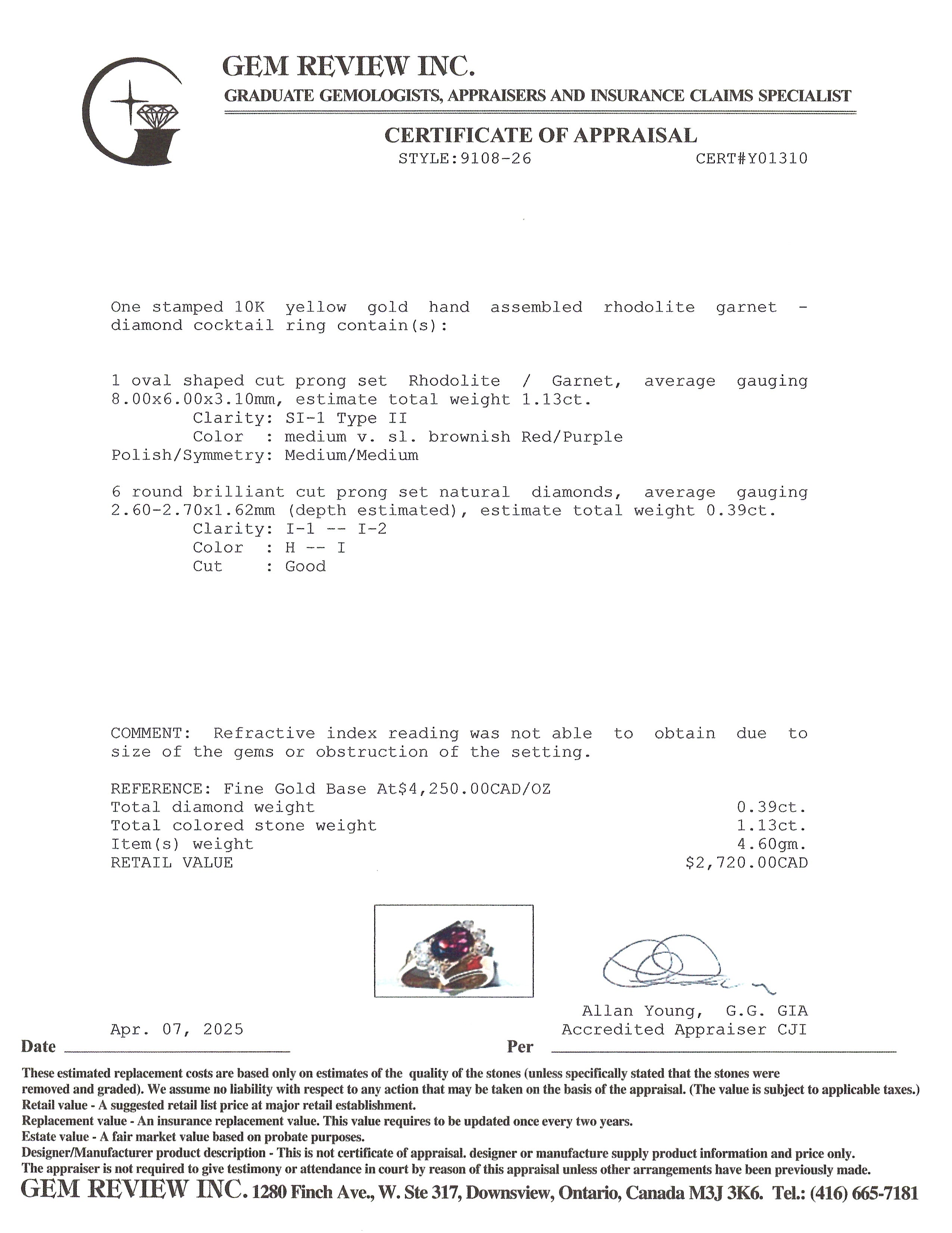 Garnet & Diamond Bypass Ring | 1.13ct, 0.39ctw | SZ 6.25