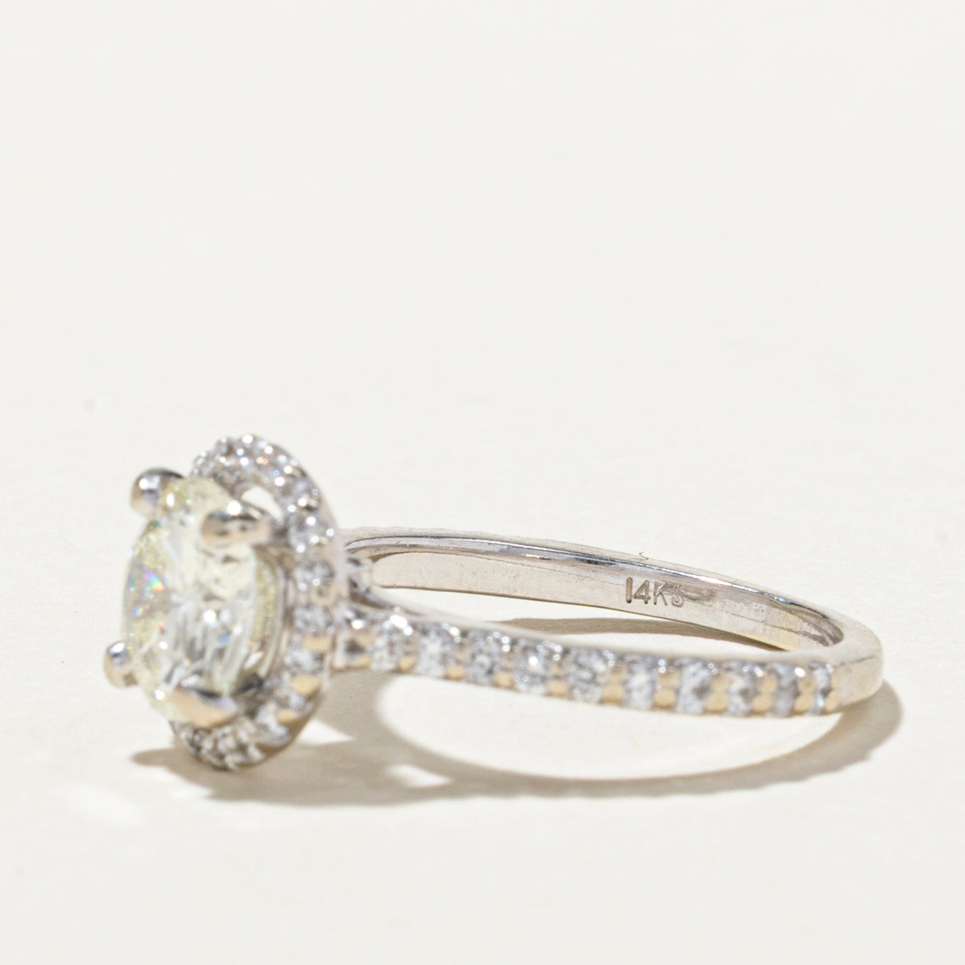 Diamond Halo Engagement Ring | 1.59ctw | SZ 4.5