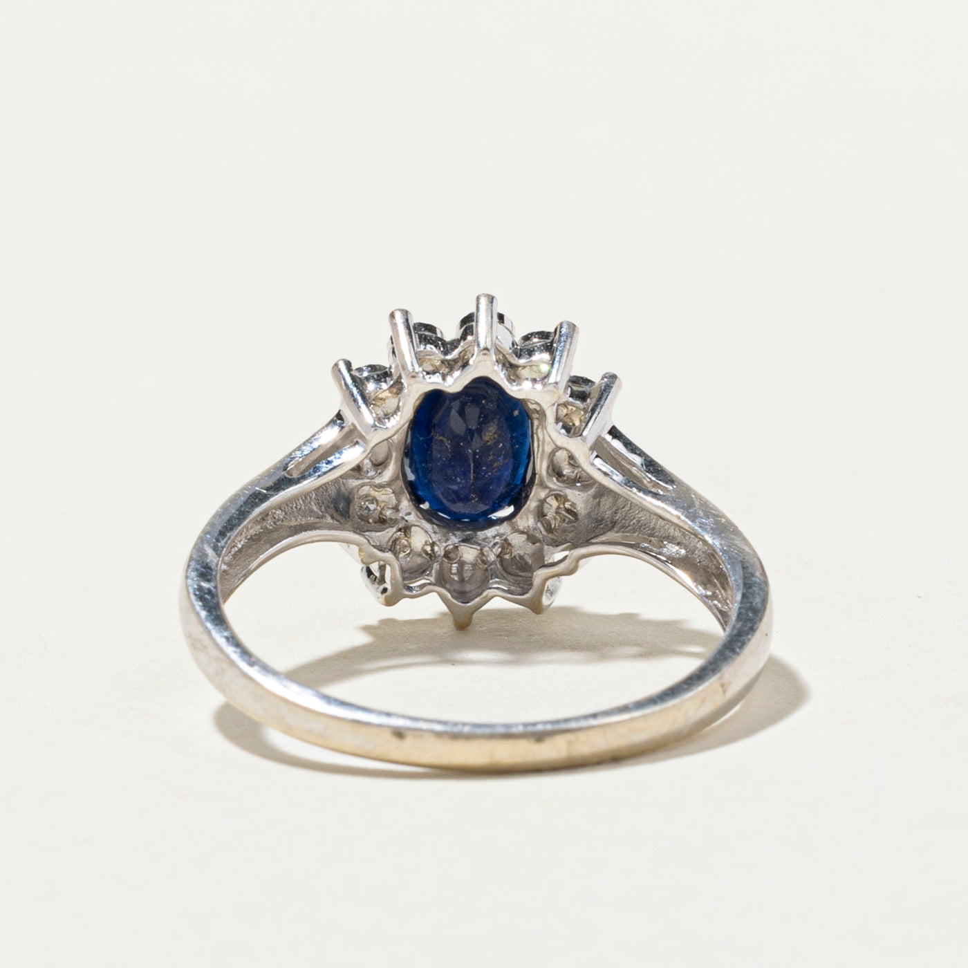 Oval Cut Sapphire & Diamond Petal Ring | 0.94ct, 0.08ctw | SZ 7
