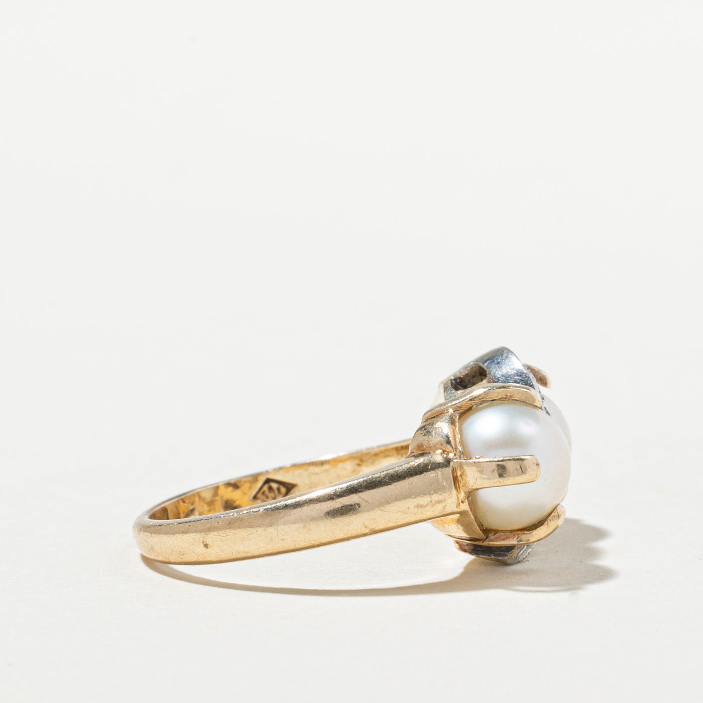Toi et Moi Pearl & Diamond Ring | 0.06ctw | SZ 5