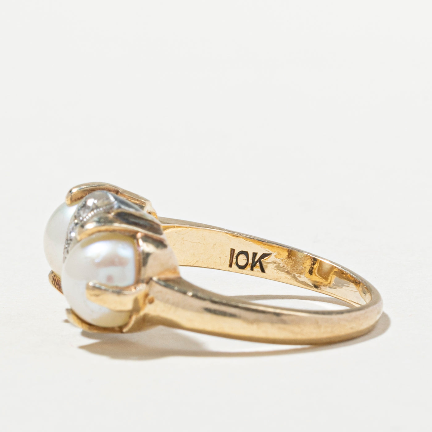 Toi et Moi Pearl & Diamond Ring | 0.06ctw | SZ 5