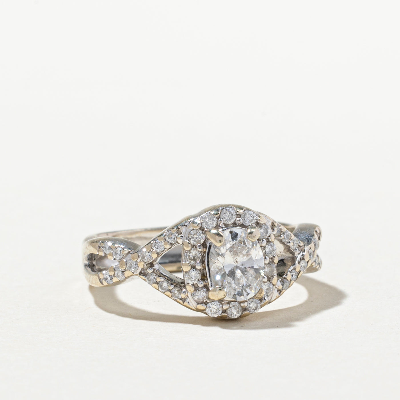 Oval Cut Diamond Cross Over Engagement Ring | 0.73ctw | SZ 5.75