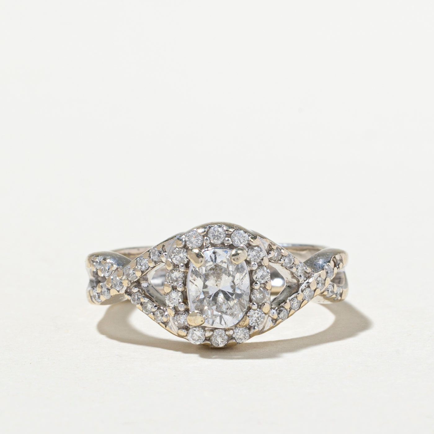Oval Cut Diamond Cross Over Engagement Ring | 0.73ctw | SZ 5.75