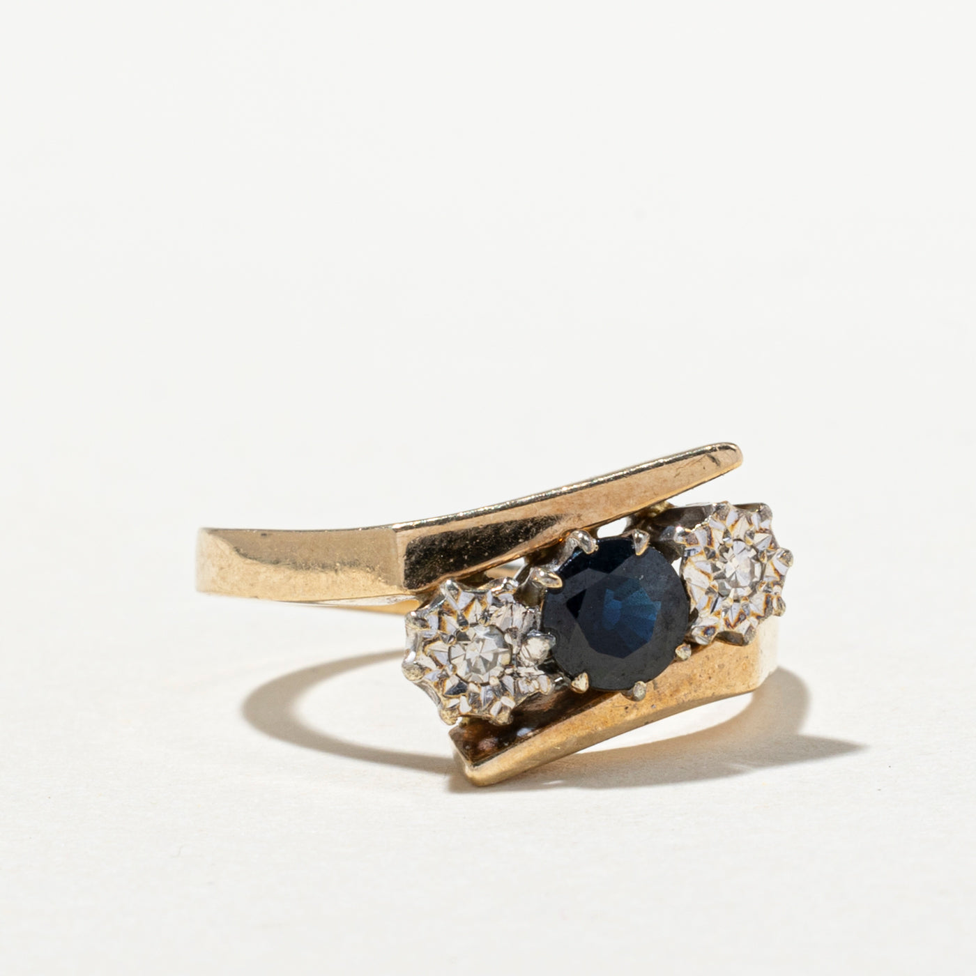 Sapphire & Diamond Bypass Ring | 0.53ct, 0.06ctw | SZ 6.5