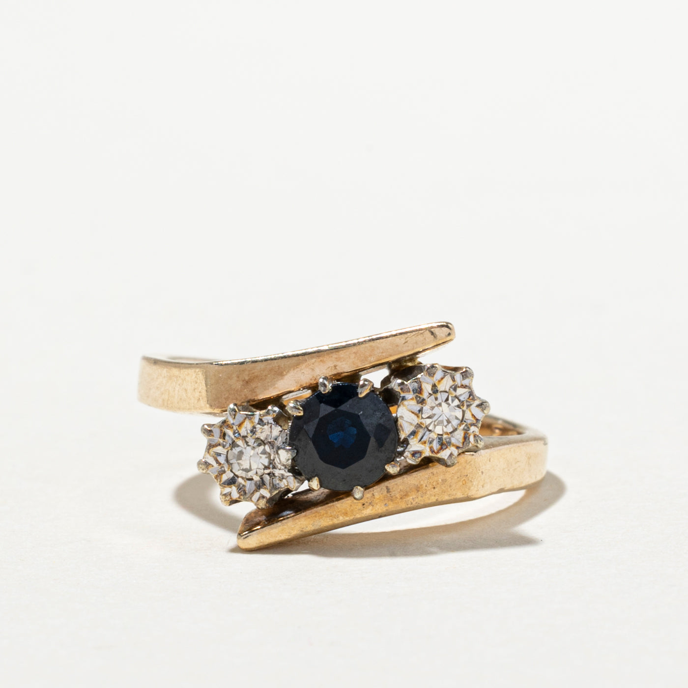 Sapphire & Diamond Bypass Ring | 0.53ct, 0.06ctw | SZ 6.5