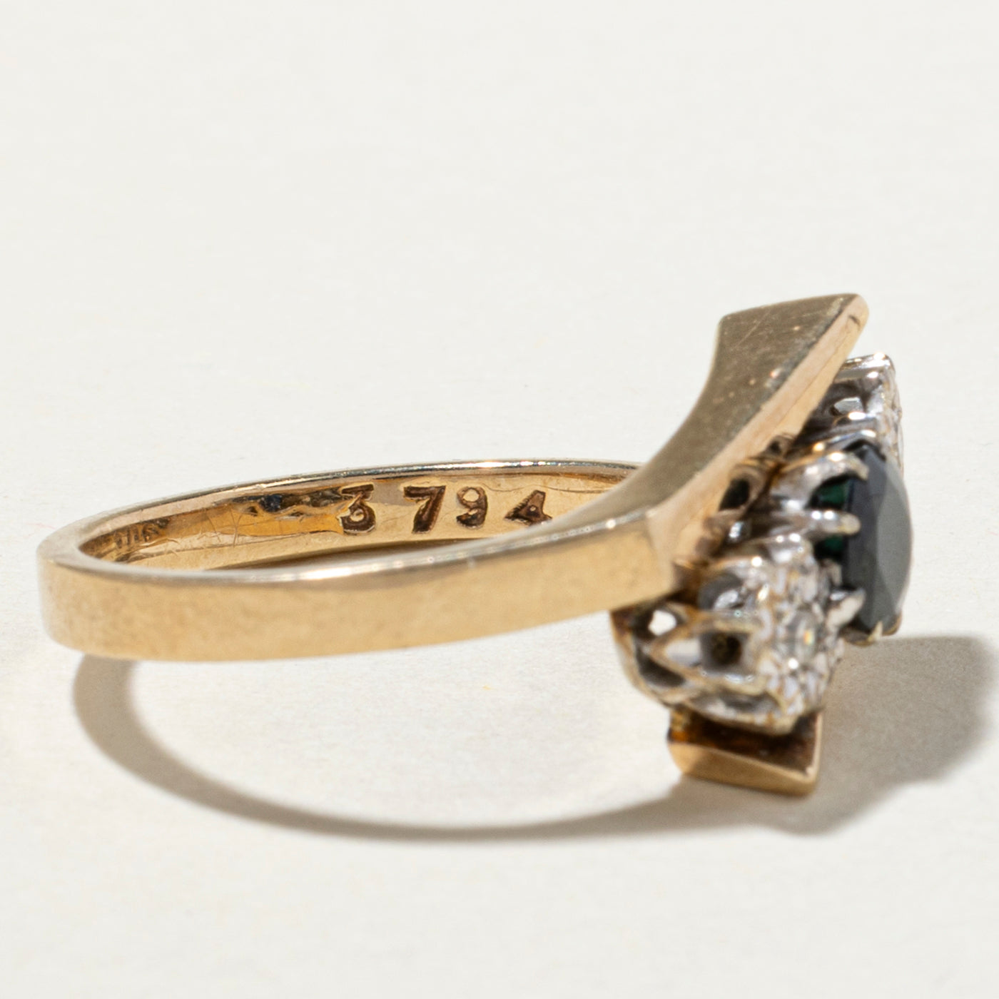 Sapphire & Diamond Bypass Ring | 0.53ct, 0.06ctw | SZ 6.5