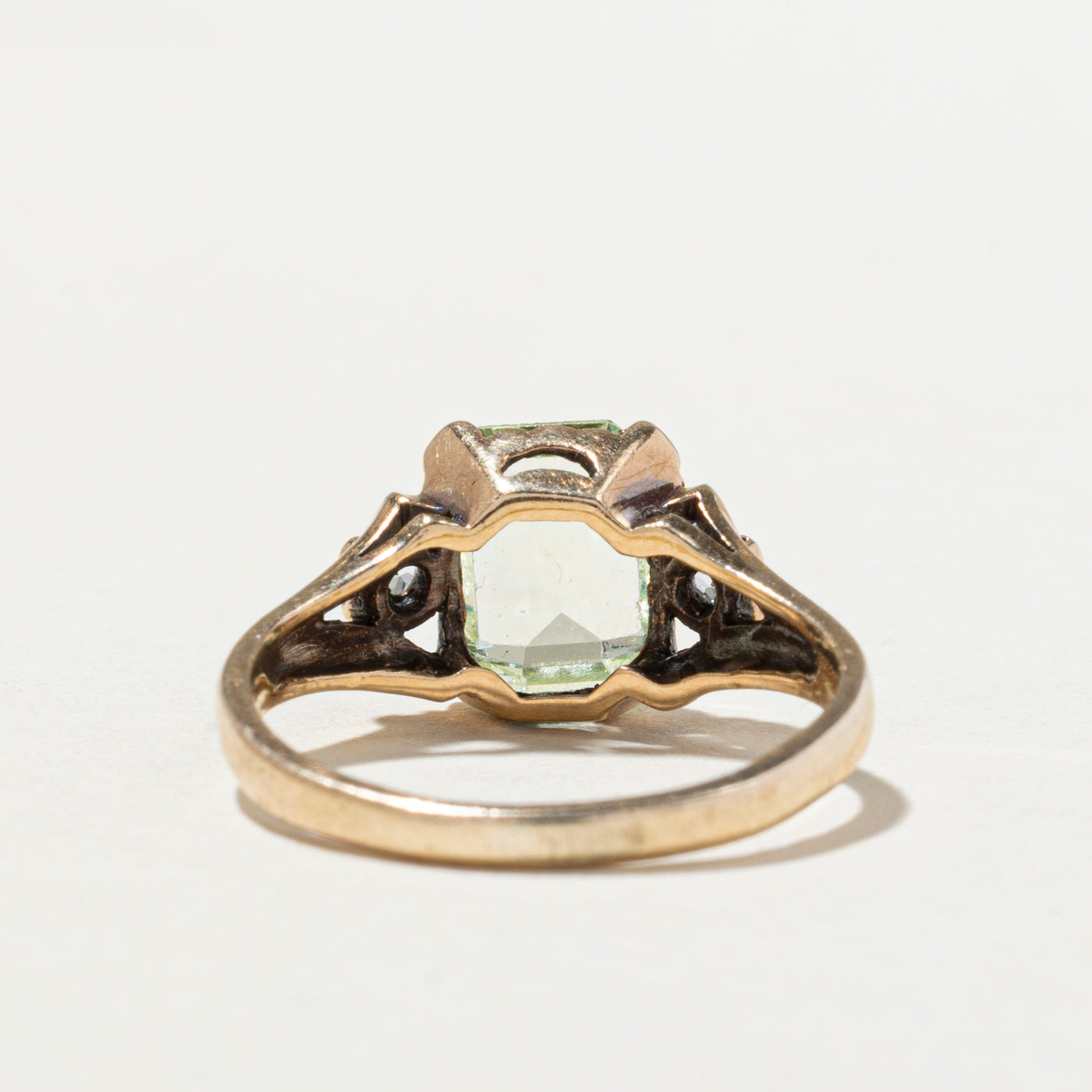 Bague en spinelle synthétique vert et blanc | 3,00 ct | Taille 3,75